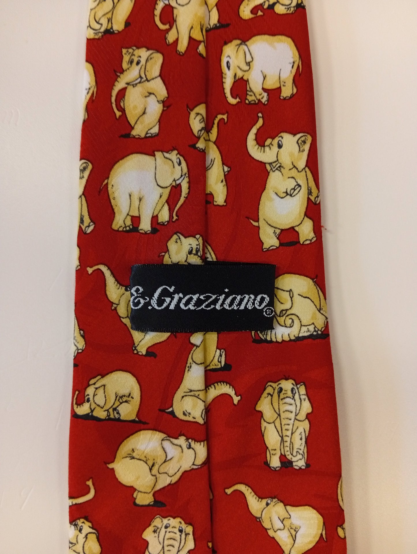 Vintage E.Graziano stropdas. Olifanten print. Polyester