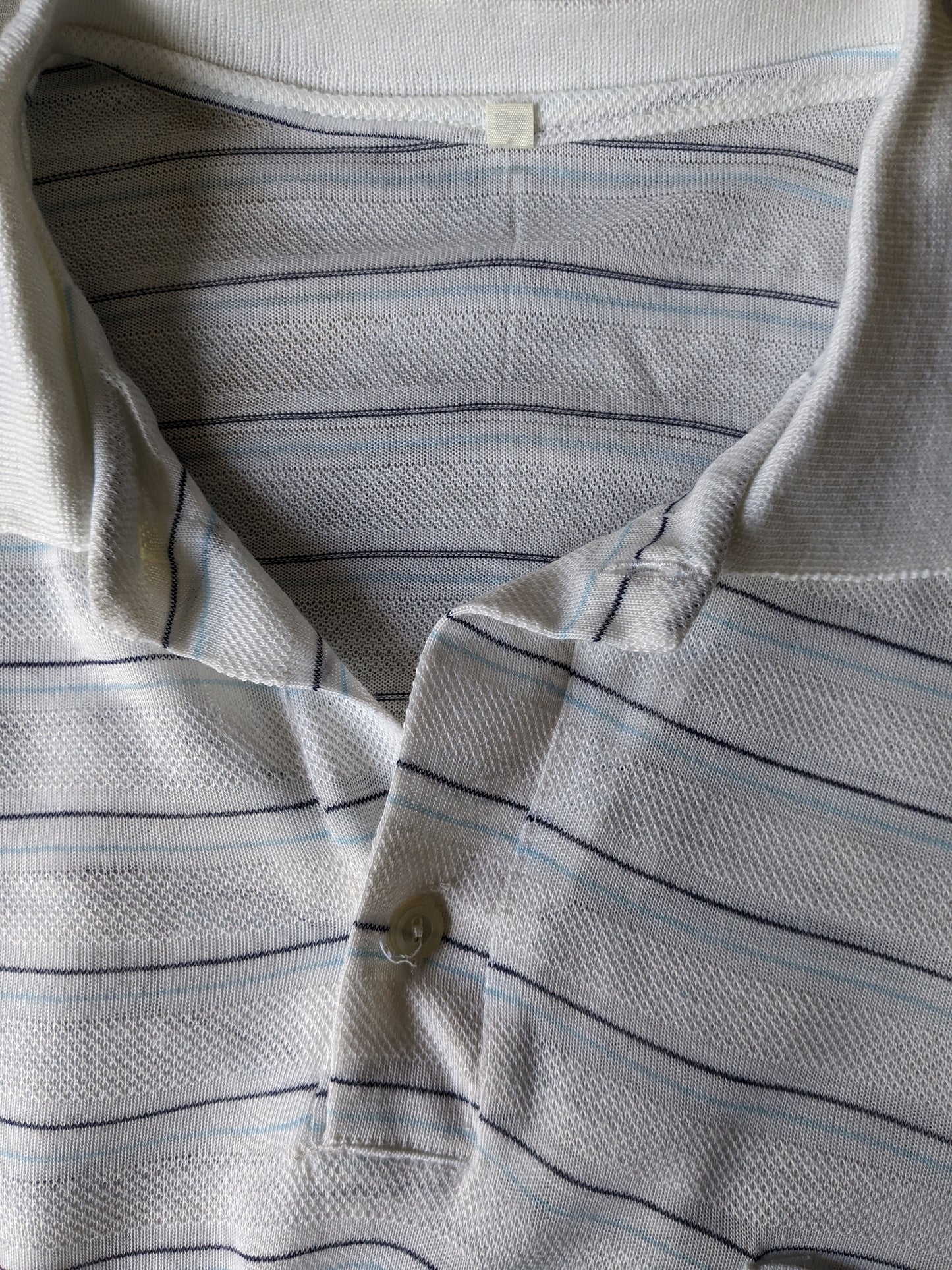Vintage Polo. Weiß blau gestreift. Größe 54 / L.
