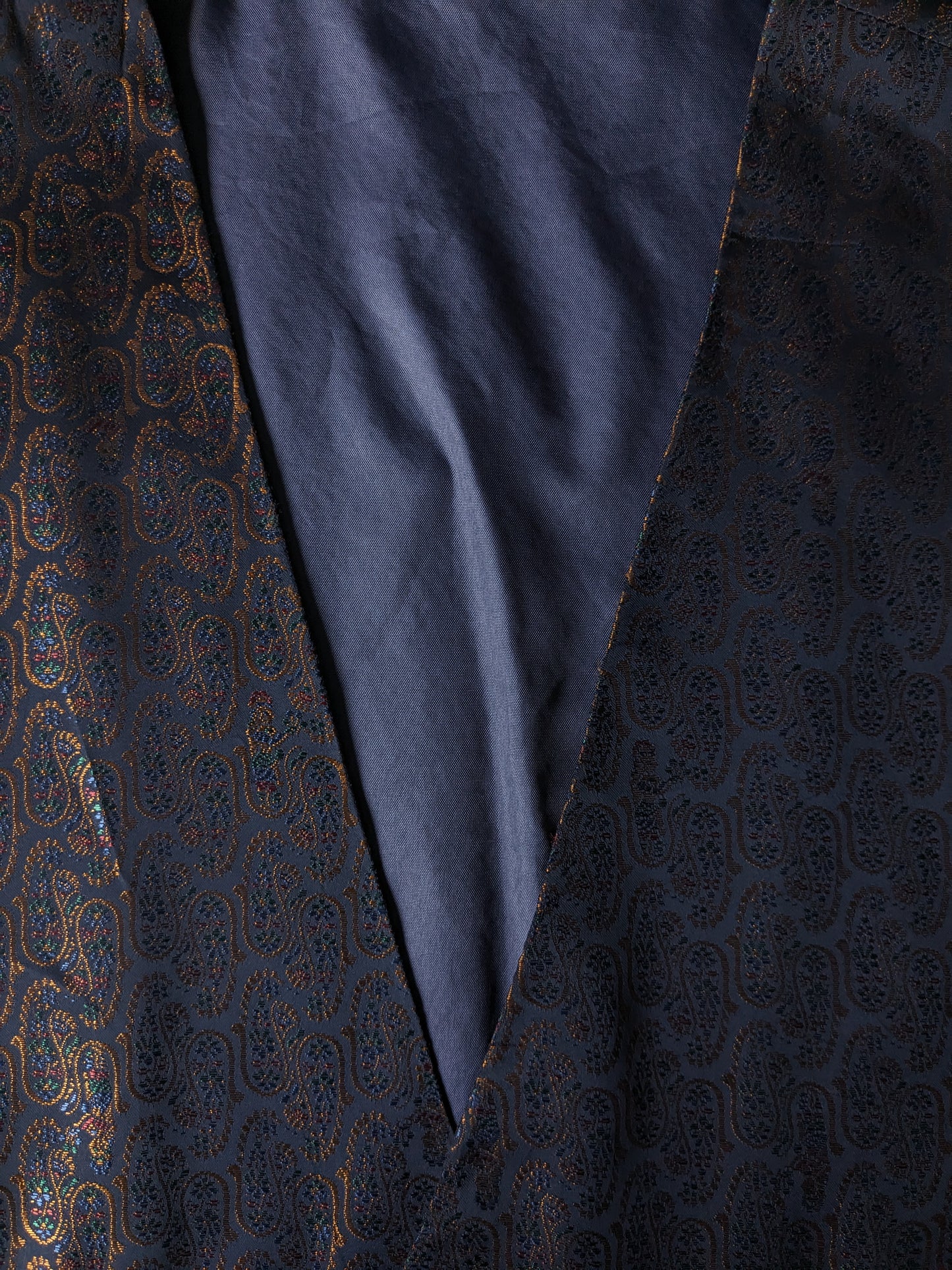 Gilet a doppio petto. Motivo luccicante marrone viola. Taglia S.