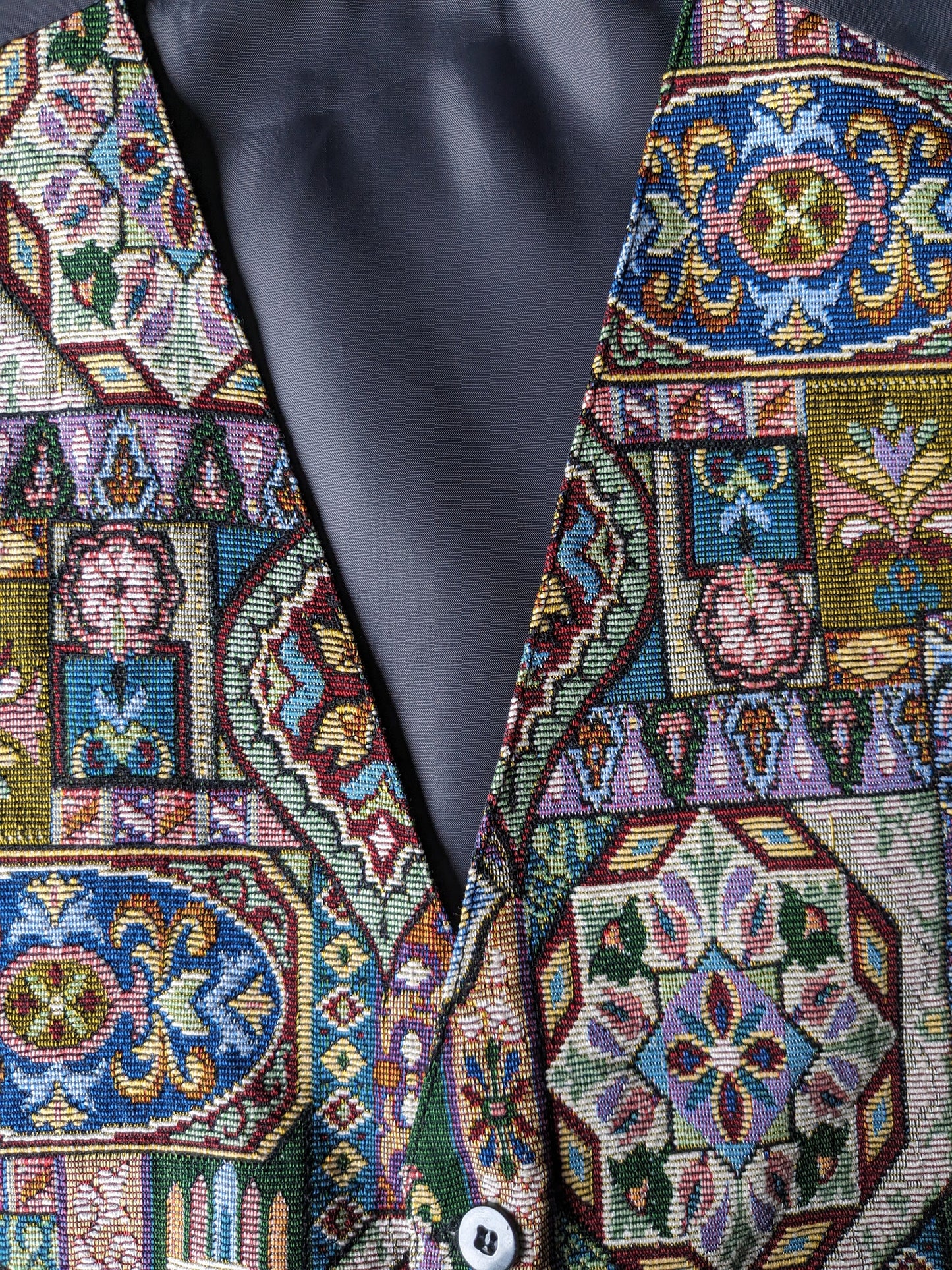 Vintage Gilet. Gekleurde print. Maat S.