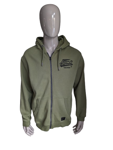 Superdry cardigan with hood. Green. Size L XL EcoGents