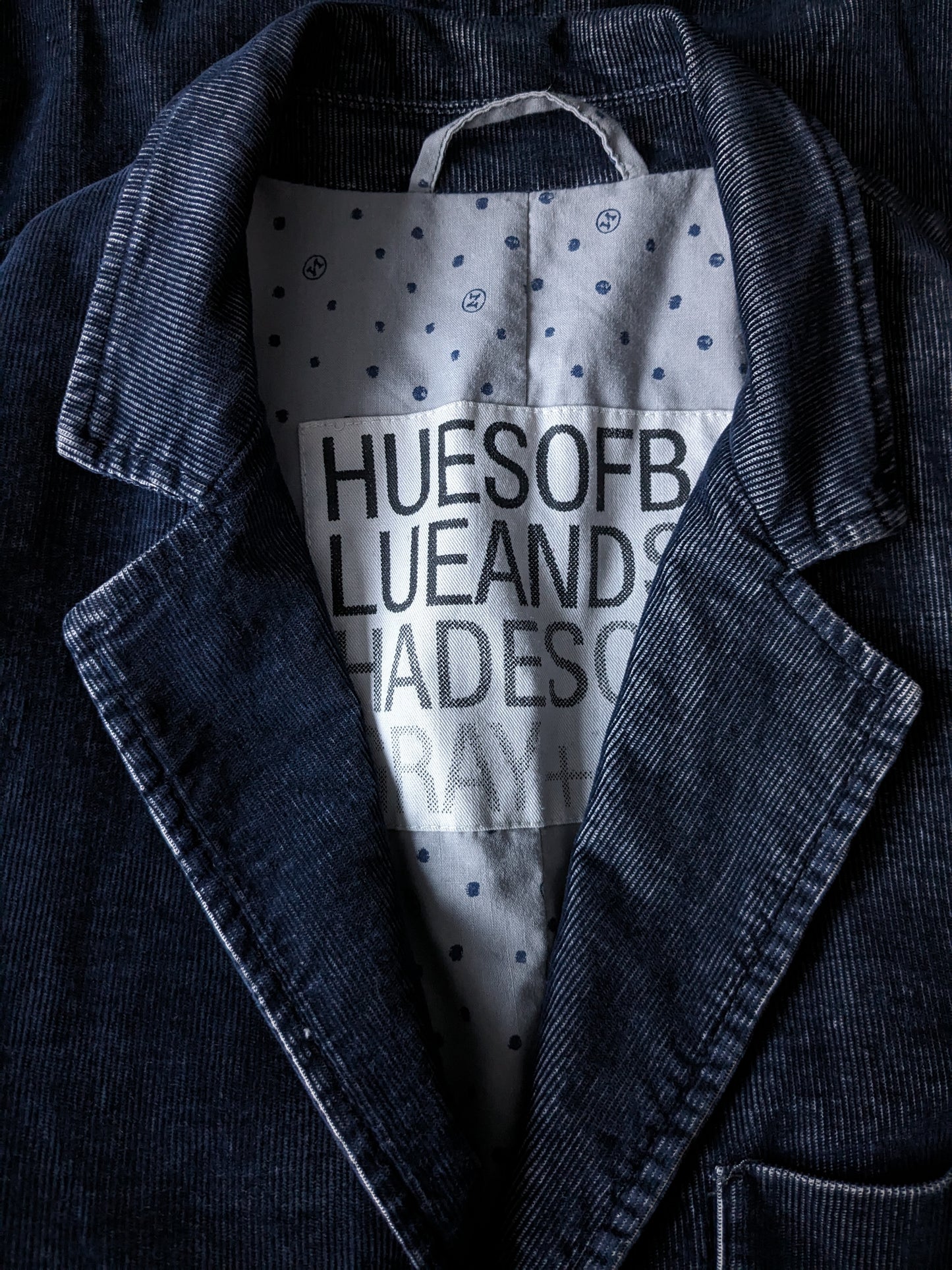 Veste côtelée Novembre II. Bleu foncé/gris. Taille 52 / L. Coupe Slim.