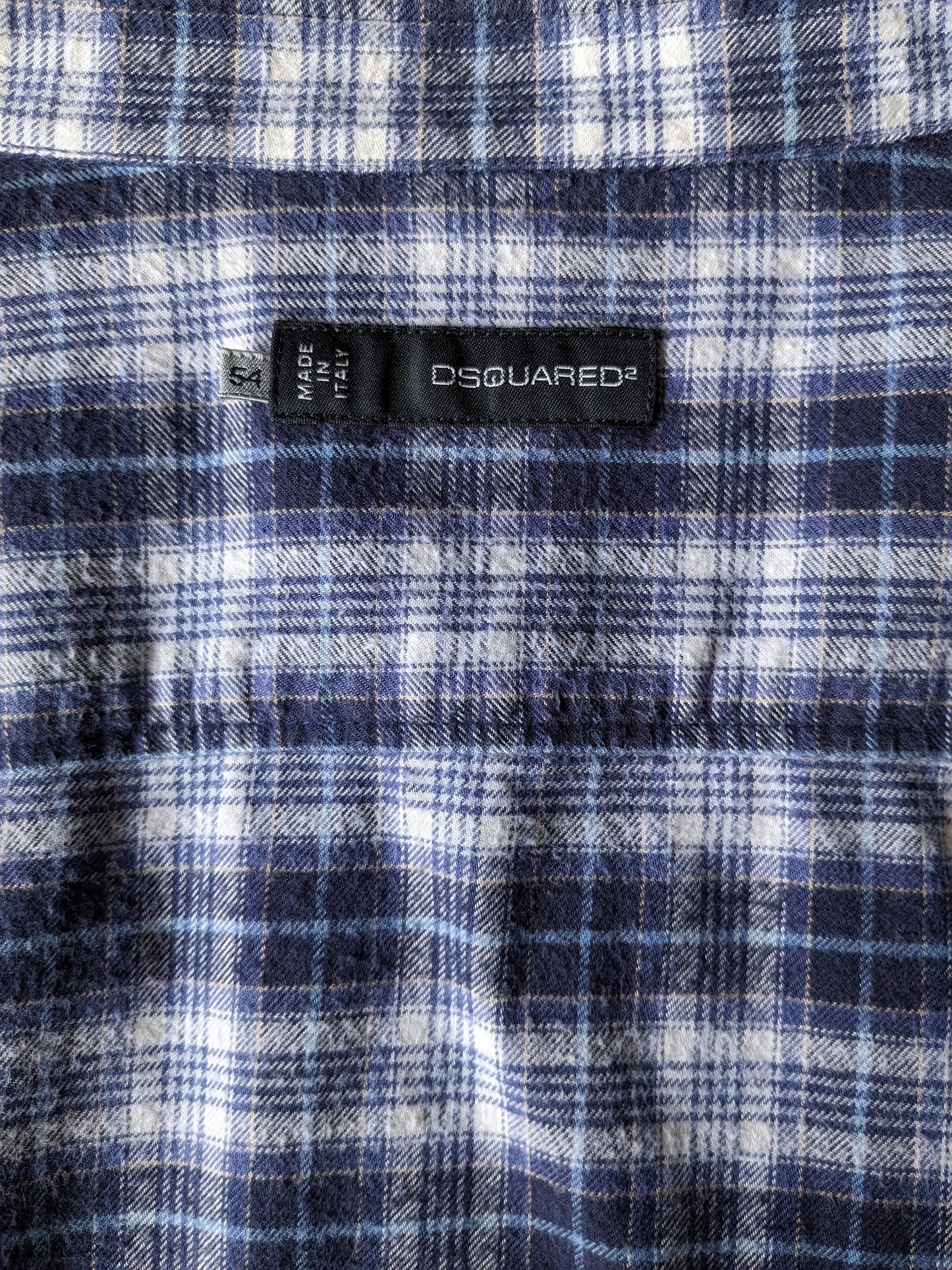Dsquared2 Flanellhemd. Blau-Beige kariert. Größe 54 / L.