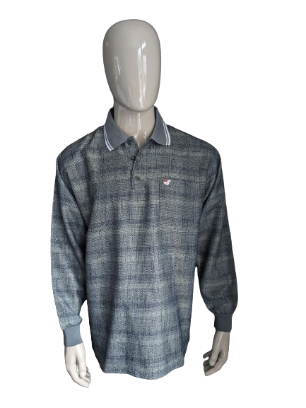 Vintage Original Rainbow polo trui. Groen Blauw gemêleerd. Maat XL.