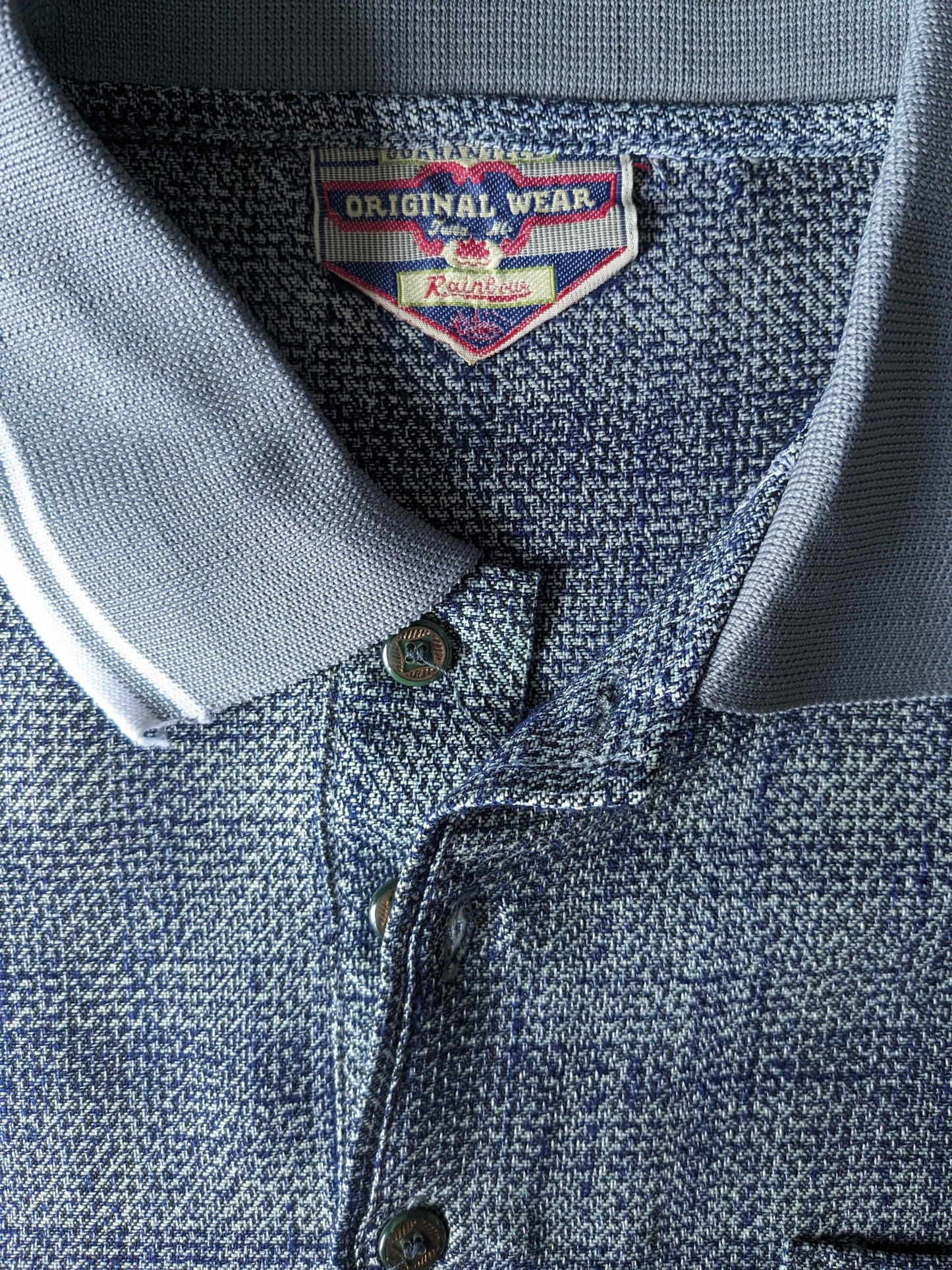 Vintage Original Rainbow Polo Sweater. Green blue mixed. Size XL.