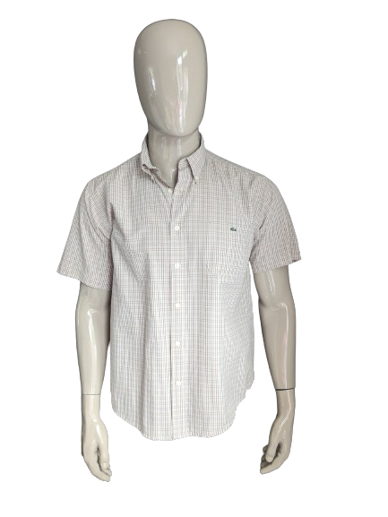 Camisa lacoste vintage manga corta. Azul marron revisado. Tamano 42 L