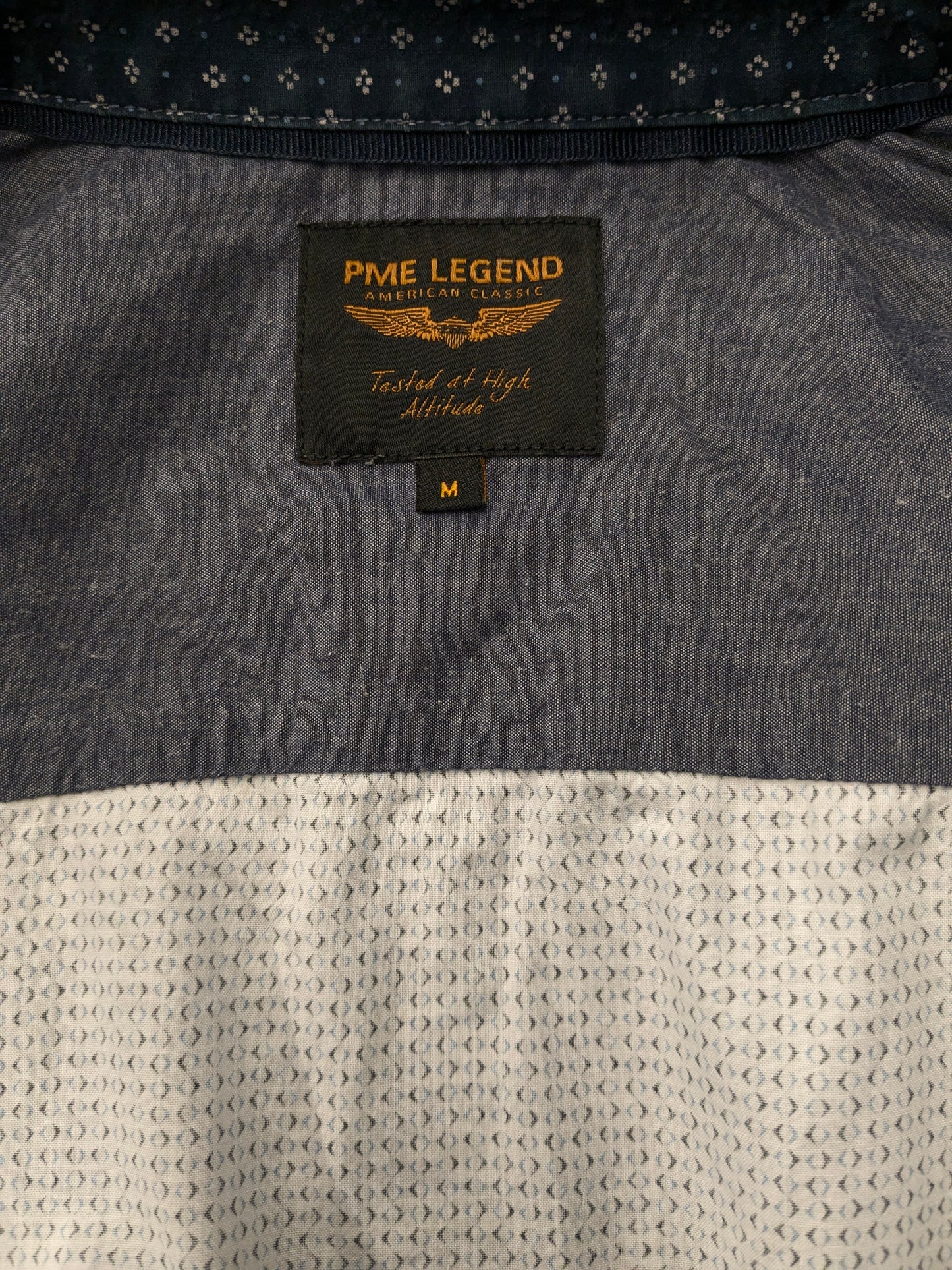 Shirt leggenda PME. Stampa bianca blu. Taglia M.