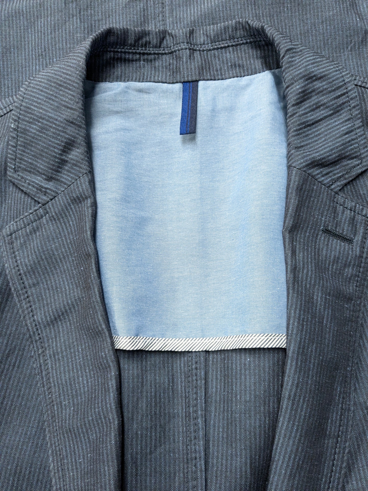 Boss Hugo Boss colbert. Blauw Grijs gestreept. Maat 56 / XL. Slim Fit.