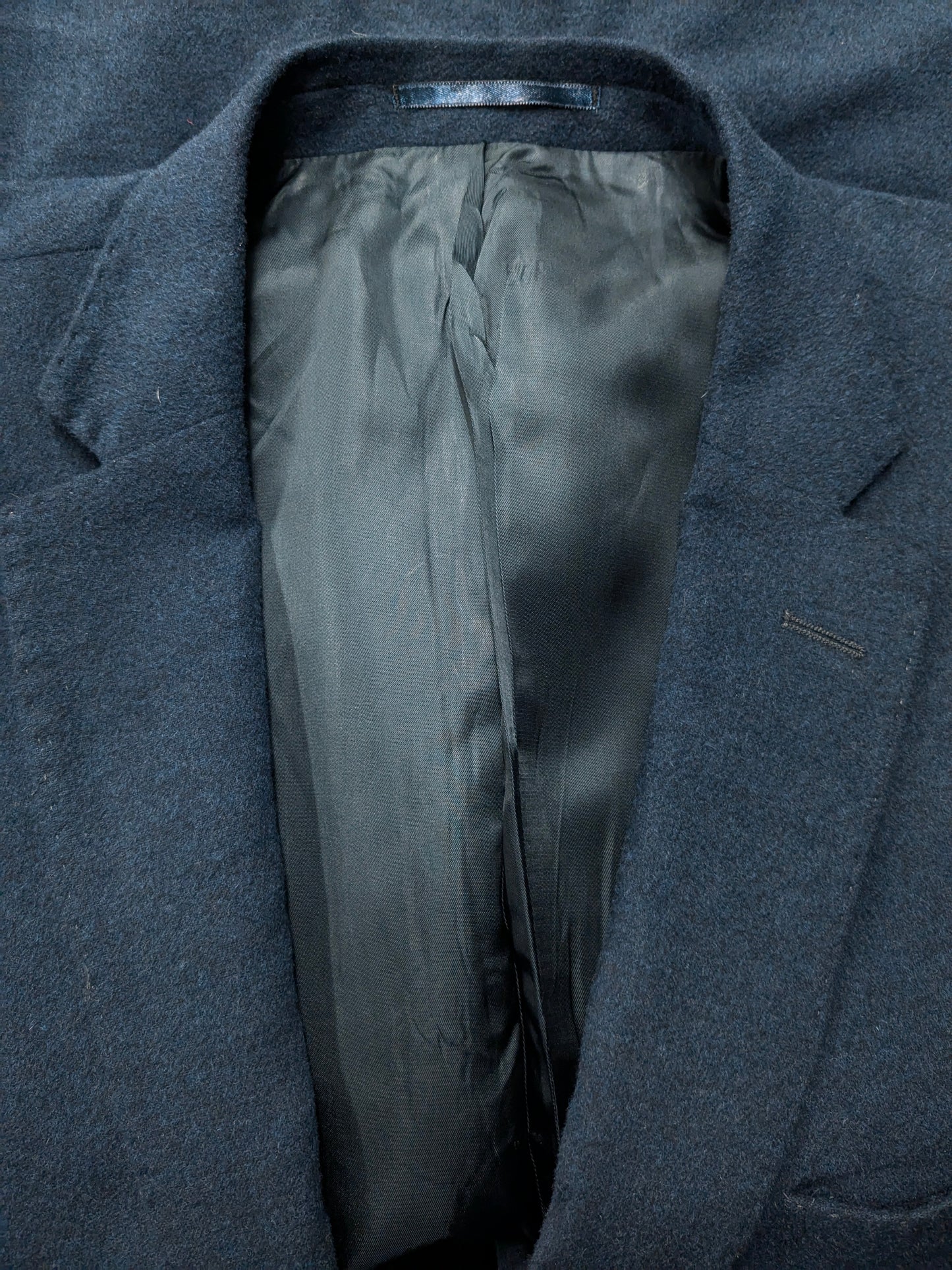 Stijn Helsen Wollen Cashmere colbert met elleboogstukken. Donker Blauw gemêleerd. Maat 58 / XL.