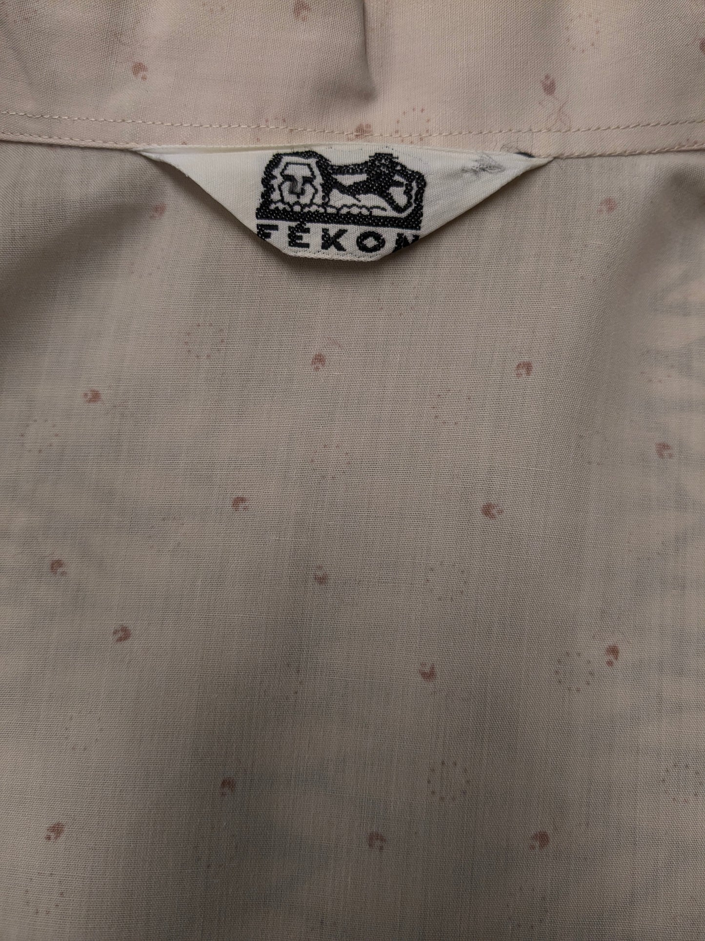 Vintage 70er -Fekon -Hemd mit Point Collar. Beige Brown Print. Größe xl.