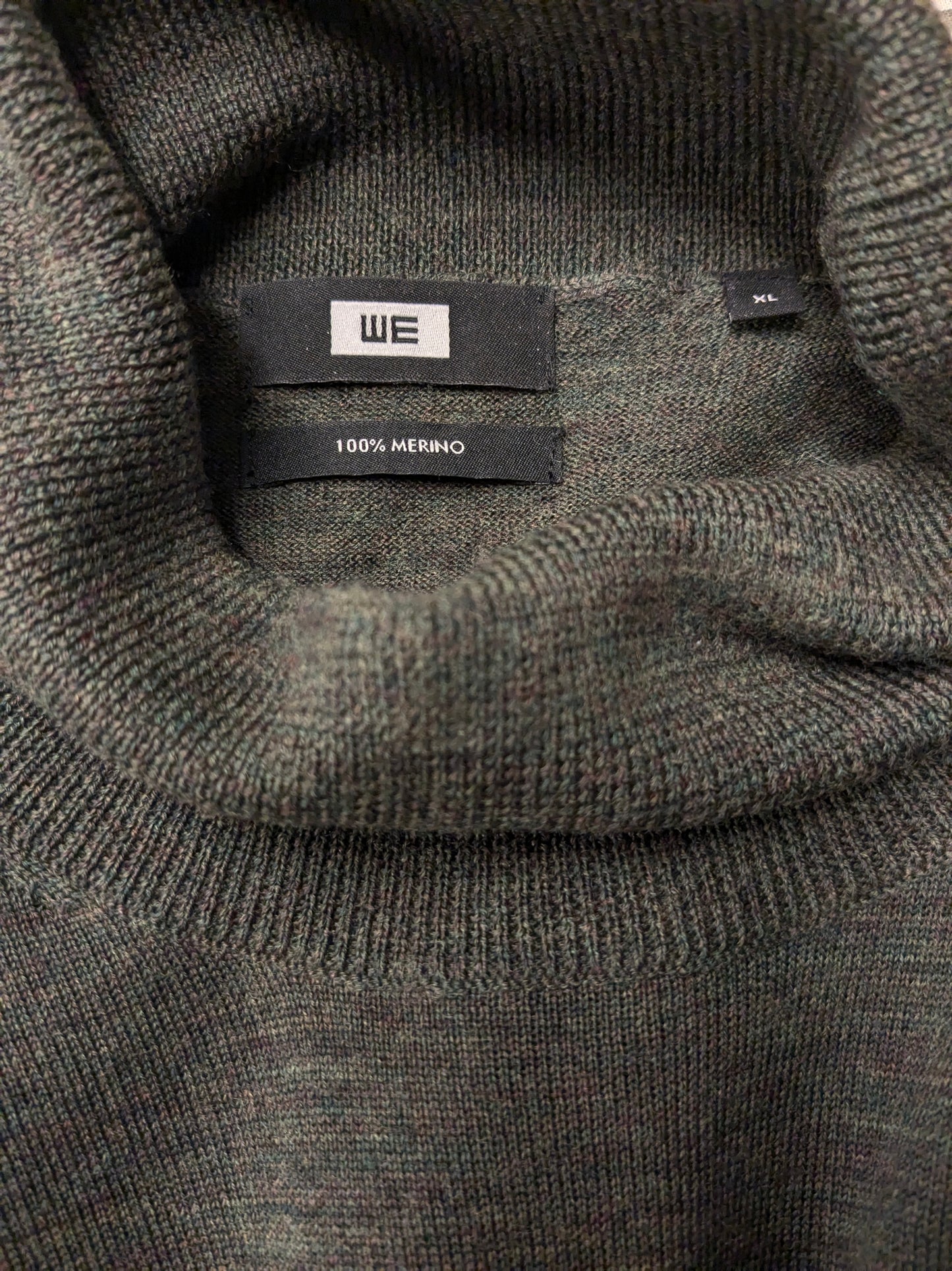 WE Fashion Merino Wollen coltrui. Groen gemêleerd. Maat XL.