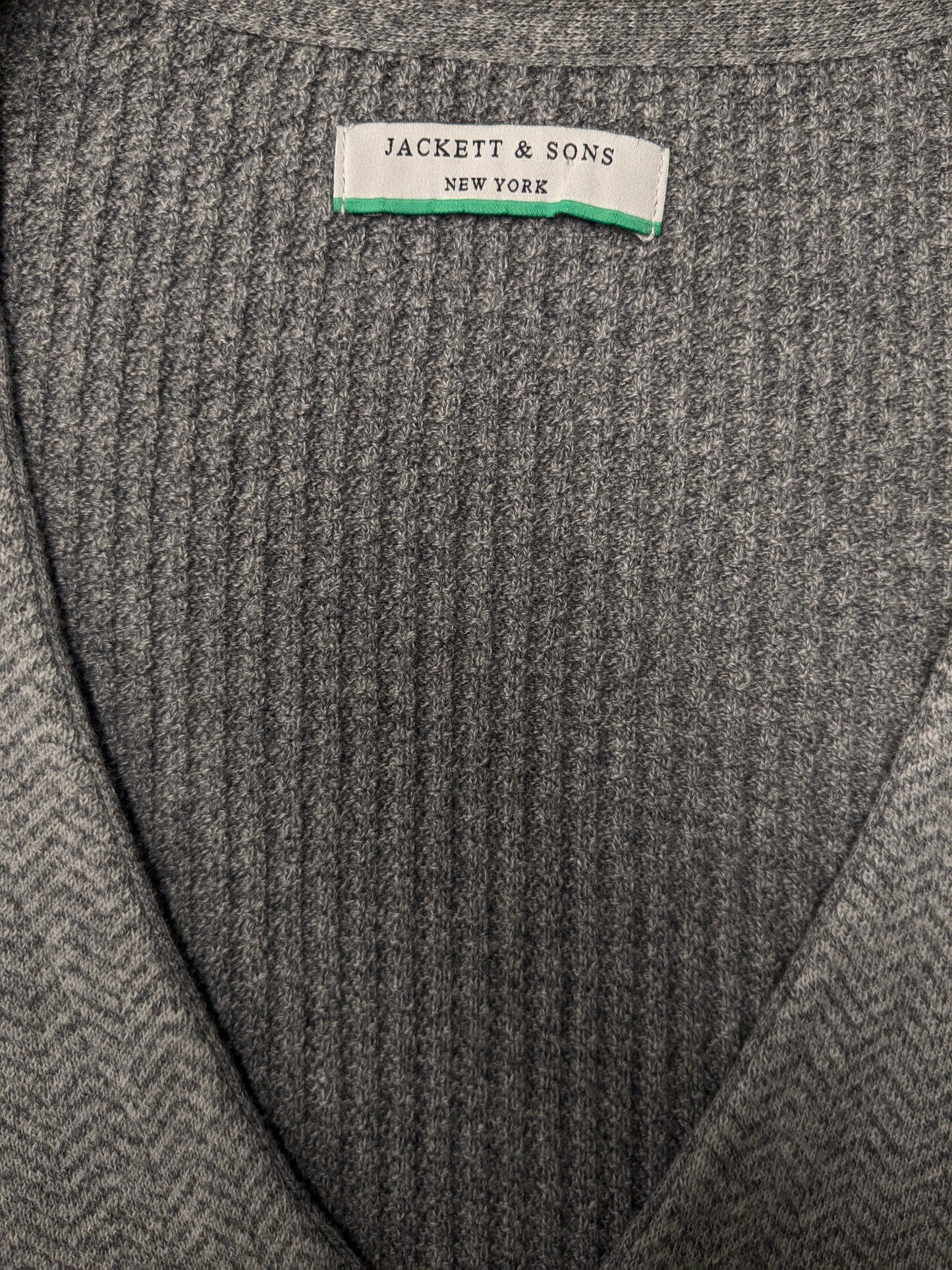Jackett & Sons gilet. Grijs motief. Maat L.