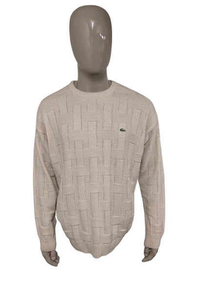 Lacoste wool sweater. Beige tangible motif. Size 7 / 2XL / XXL.