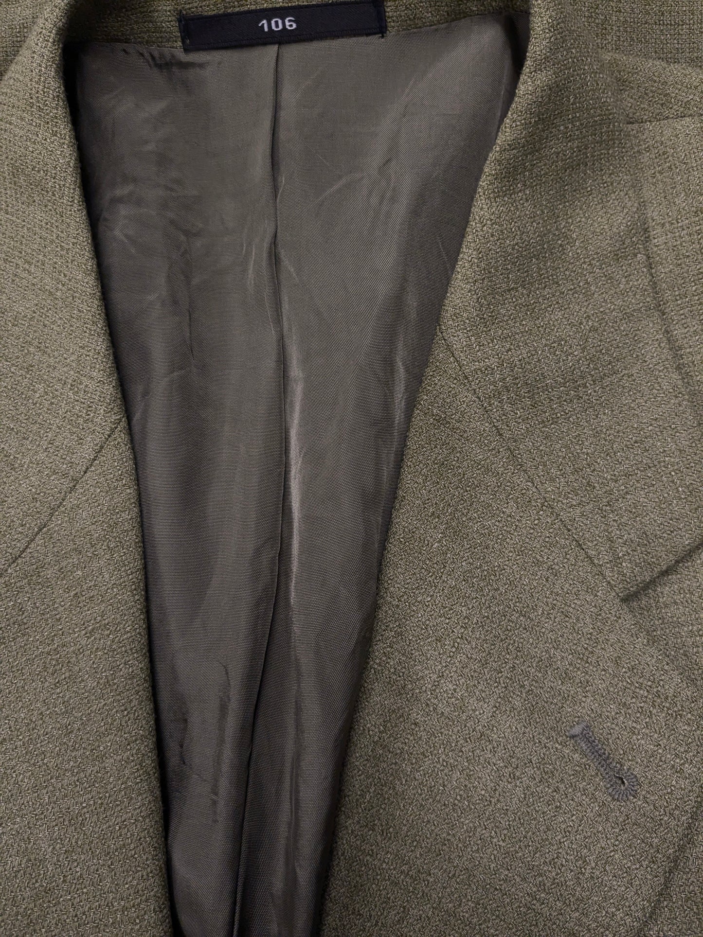 Vintage Vroom en Dreesman Wollen colbert. Groen motief. Maat 106 (54 / L).