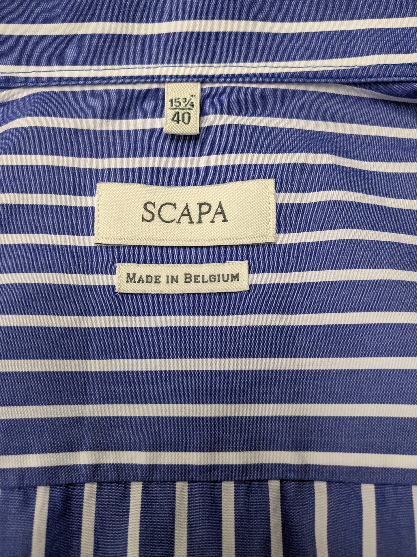 Chemise Scapa. Blanc bleu rayé. Taille 40 / M.