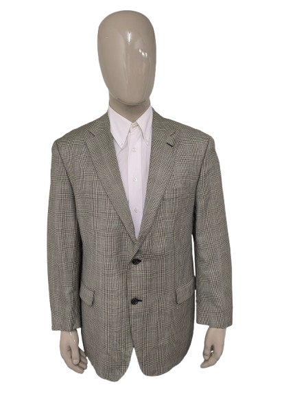 Lauren Ralph Lauren Woll- / Seidenjacke. Beige schwarzblau überprüft. Größe 54 / L.