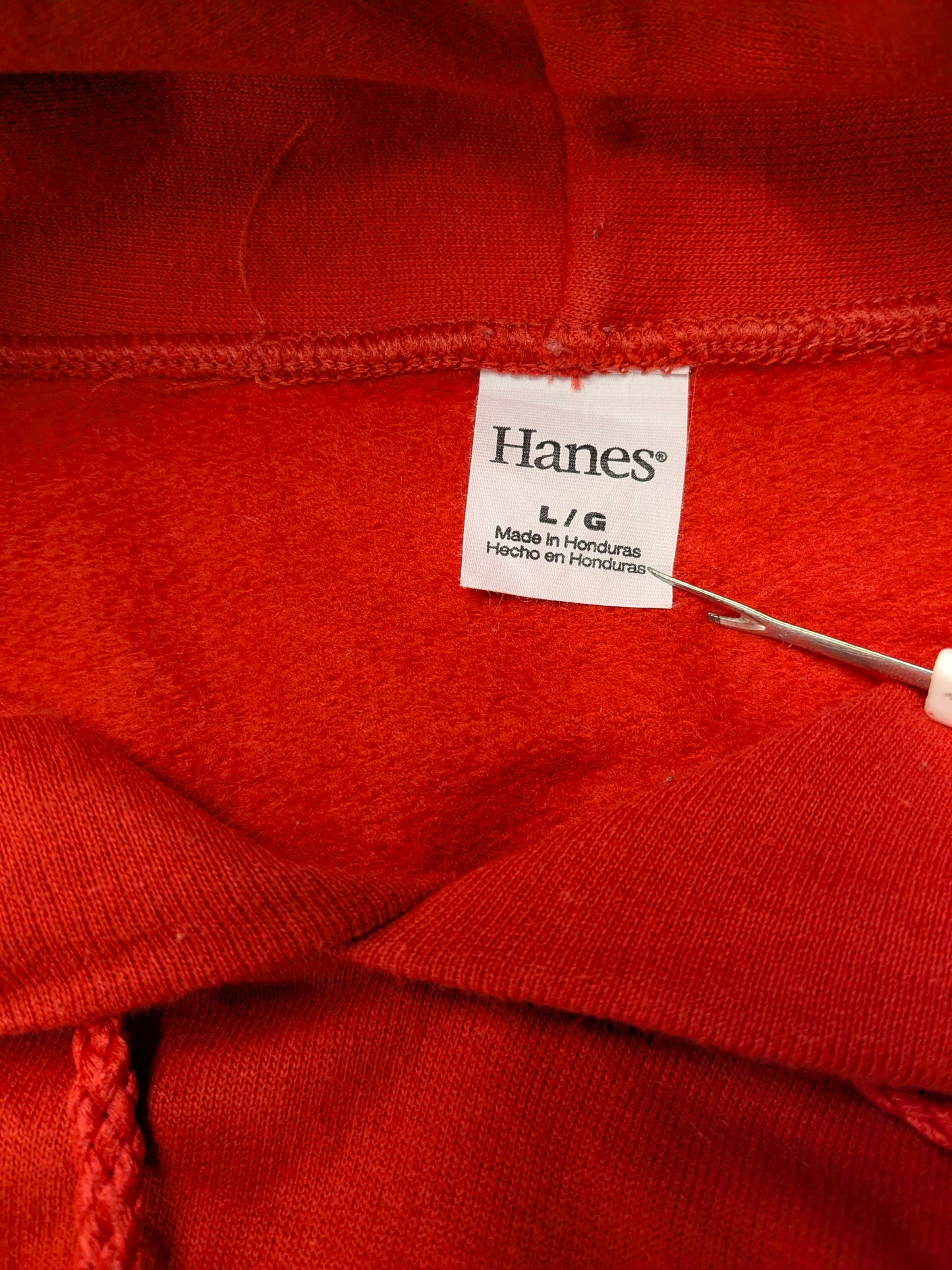 Hanes "North Posey Vikings" Hoodie. Red with print. Size L.