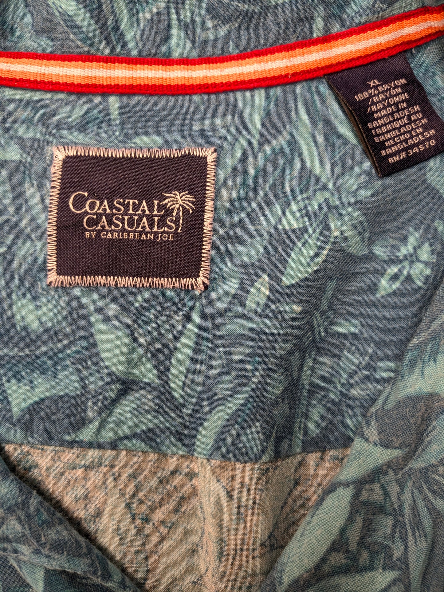Coastal Casuals by Caribbean Joe Real Hawaii overhemd korte mouw. Blauwe print. Maat XL.