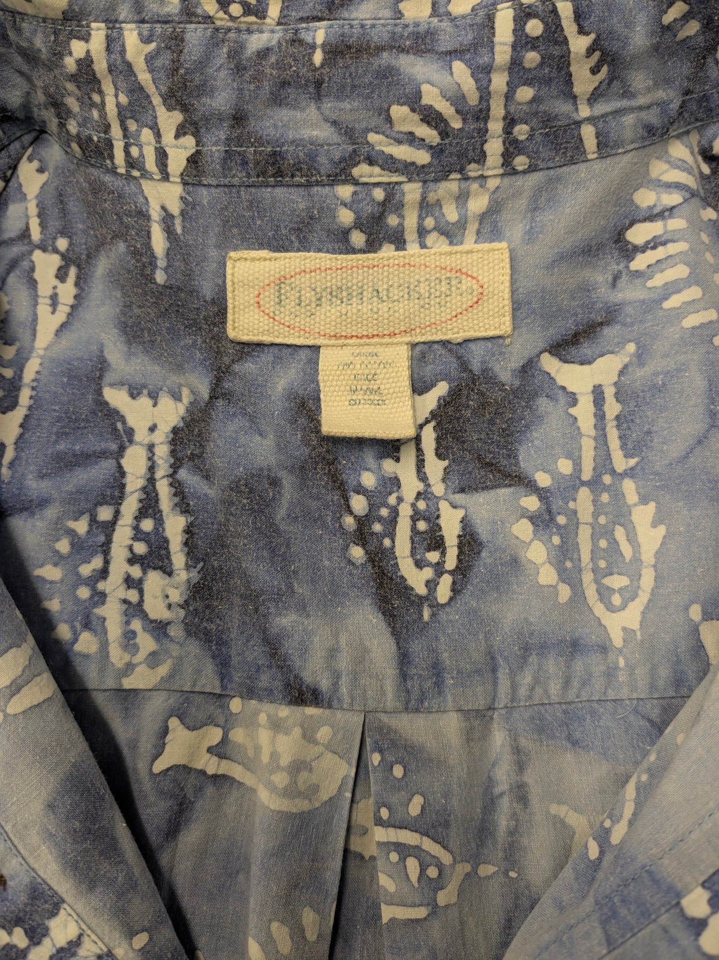 Vintage Flyshacker Hawaii Camiseta Camiseta corta. Estampado blanco azul. Tamaño xl.