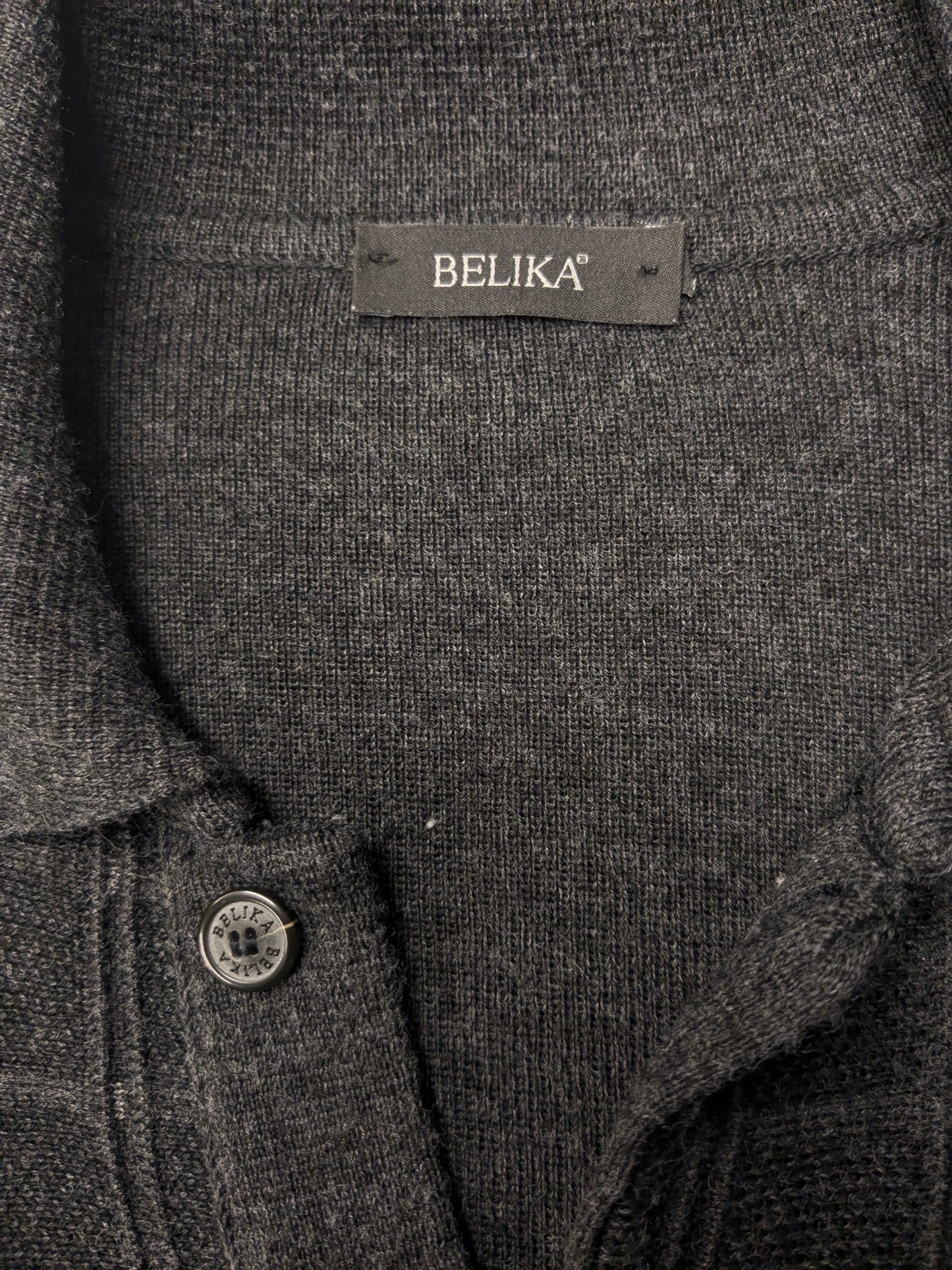 Vintage Belika Wolle Polo -Pullover. Grau schwarz gefärbt. Größe xl. 50% Wolle.