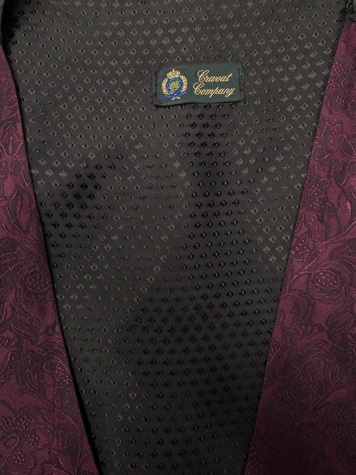 Gilet de gilet de compagnie Cranrat vintage. Bordeaux Motif fleur brillant. Taille L.