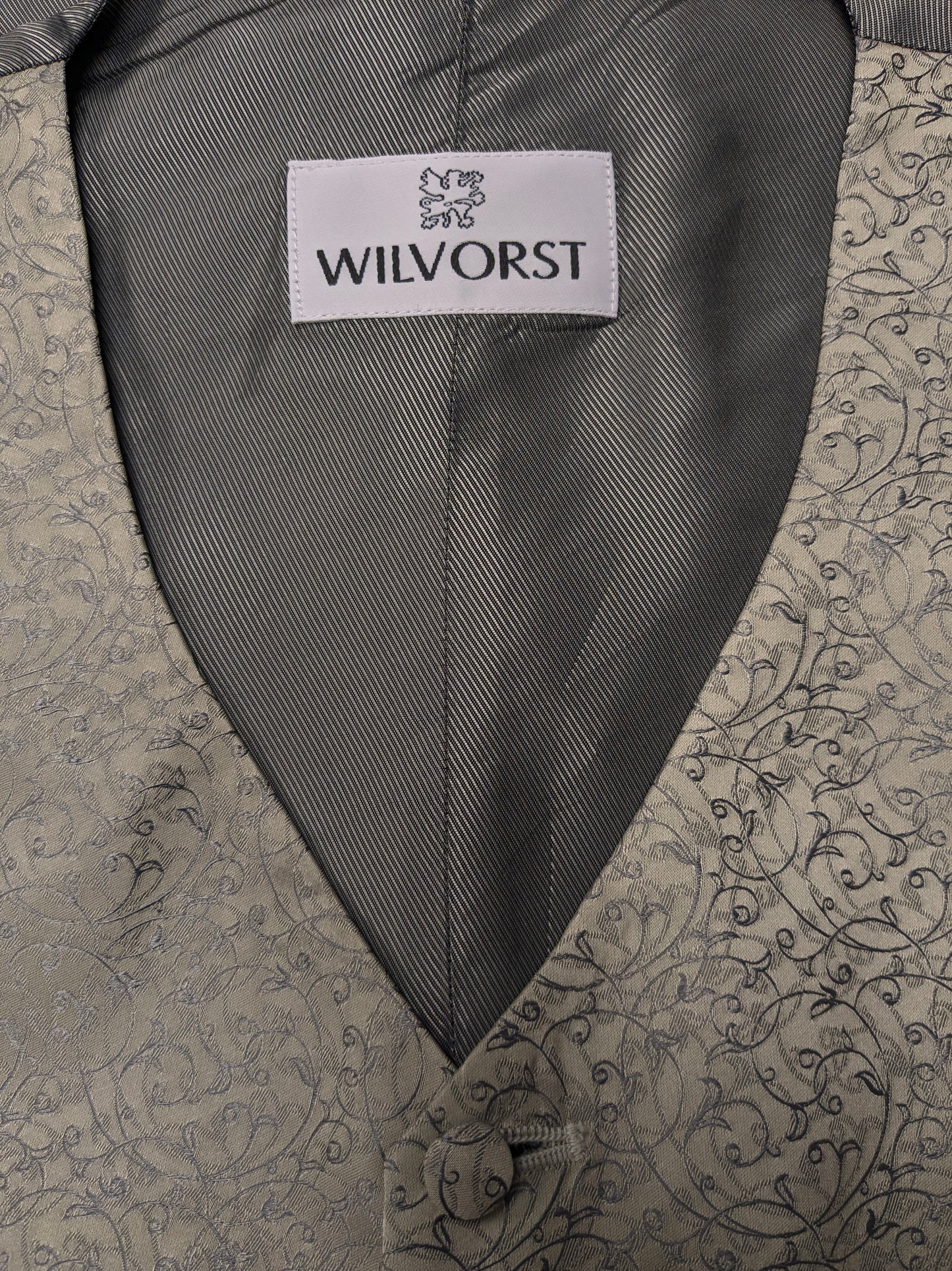 Wilvorst waistcoat. Beige gray motif. Size L.