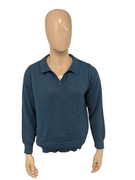 Vintage polo sweater. Colored green. Size XL.