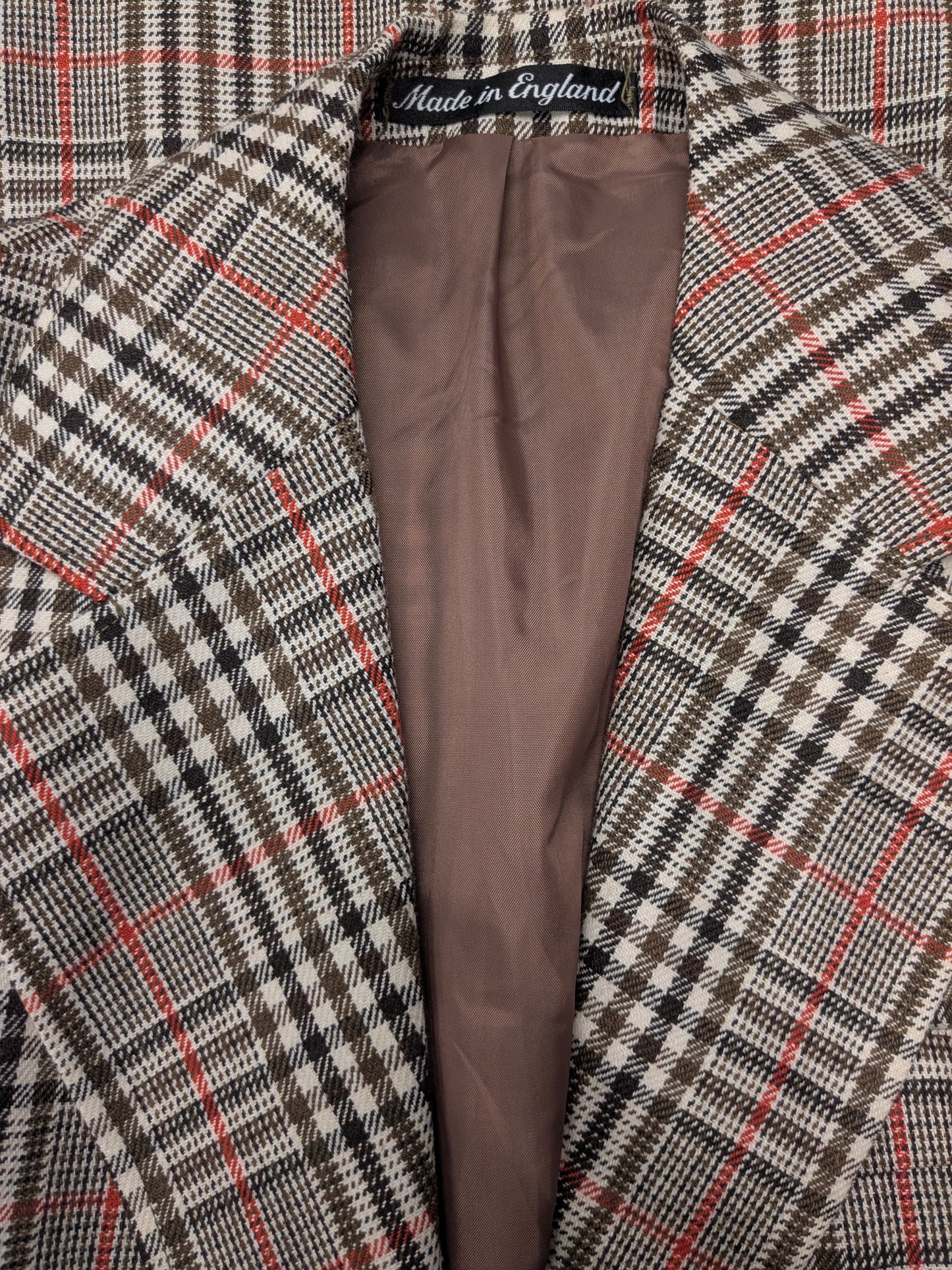 Vintage Dhobi Colbert. Rouge beige brun vérifié. Taille 50 / M.