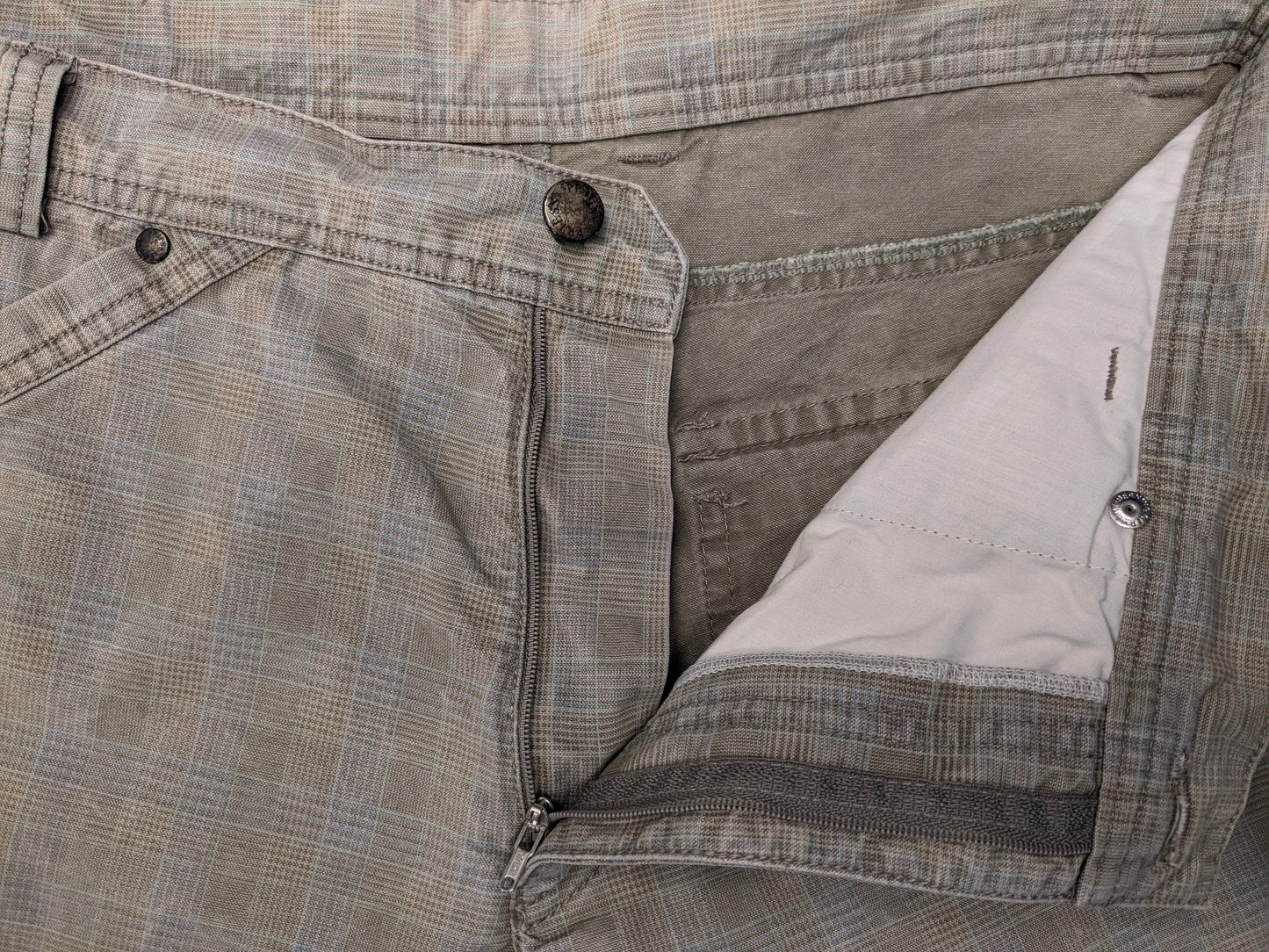 Priess Hommes pants / trousers. Beige blue checked. Size 50 / M.