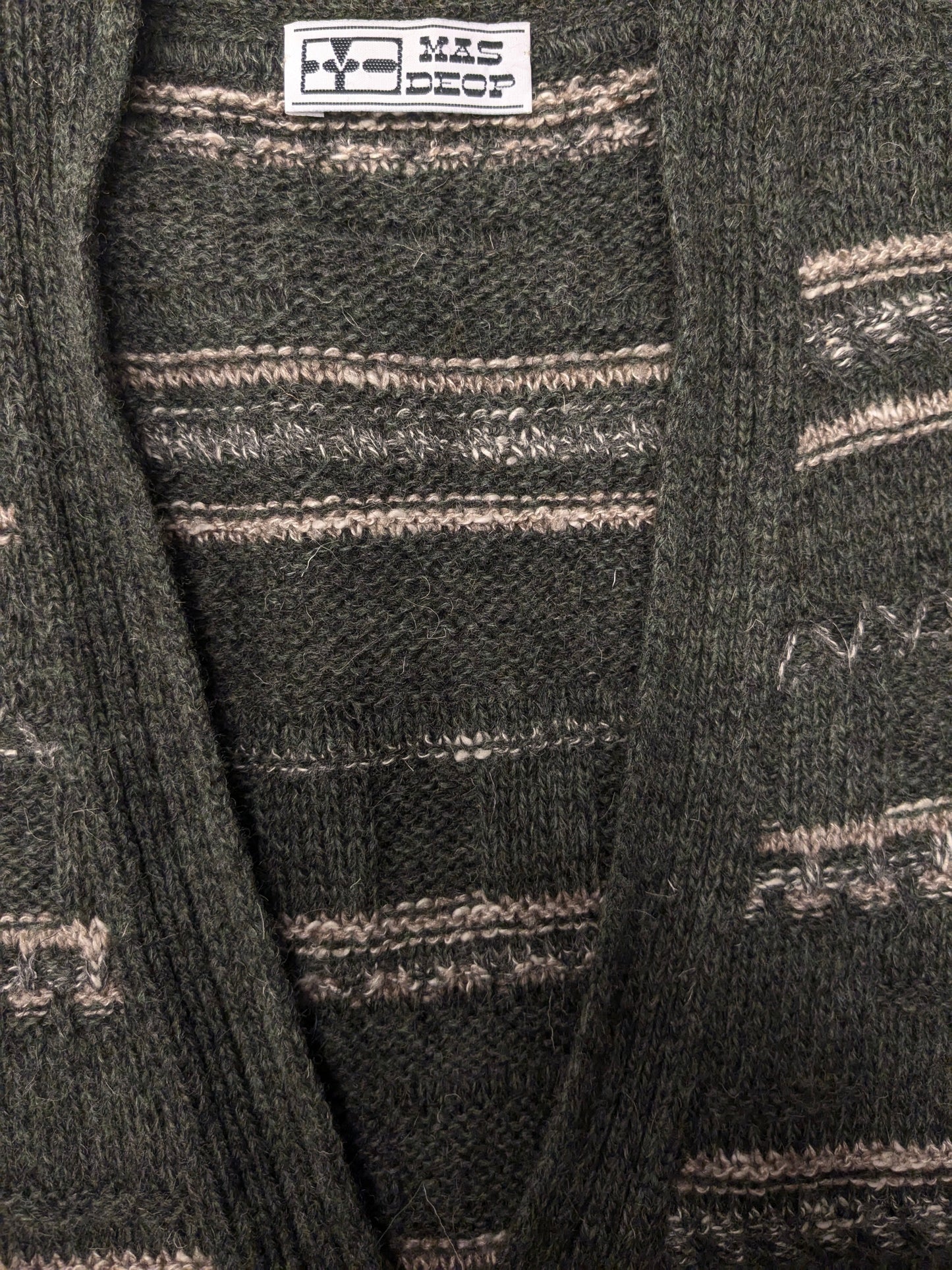 Vintage mas deop woolen waistcoat / spencer / vest. Green beige gray colored. Size XL.