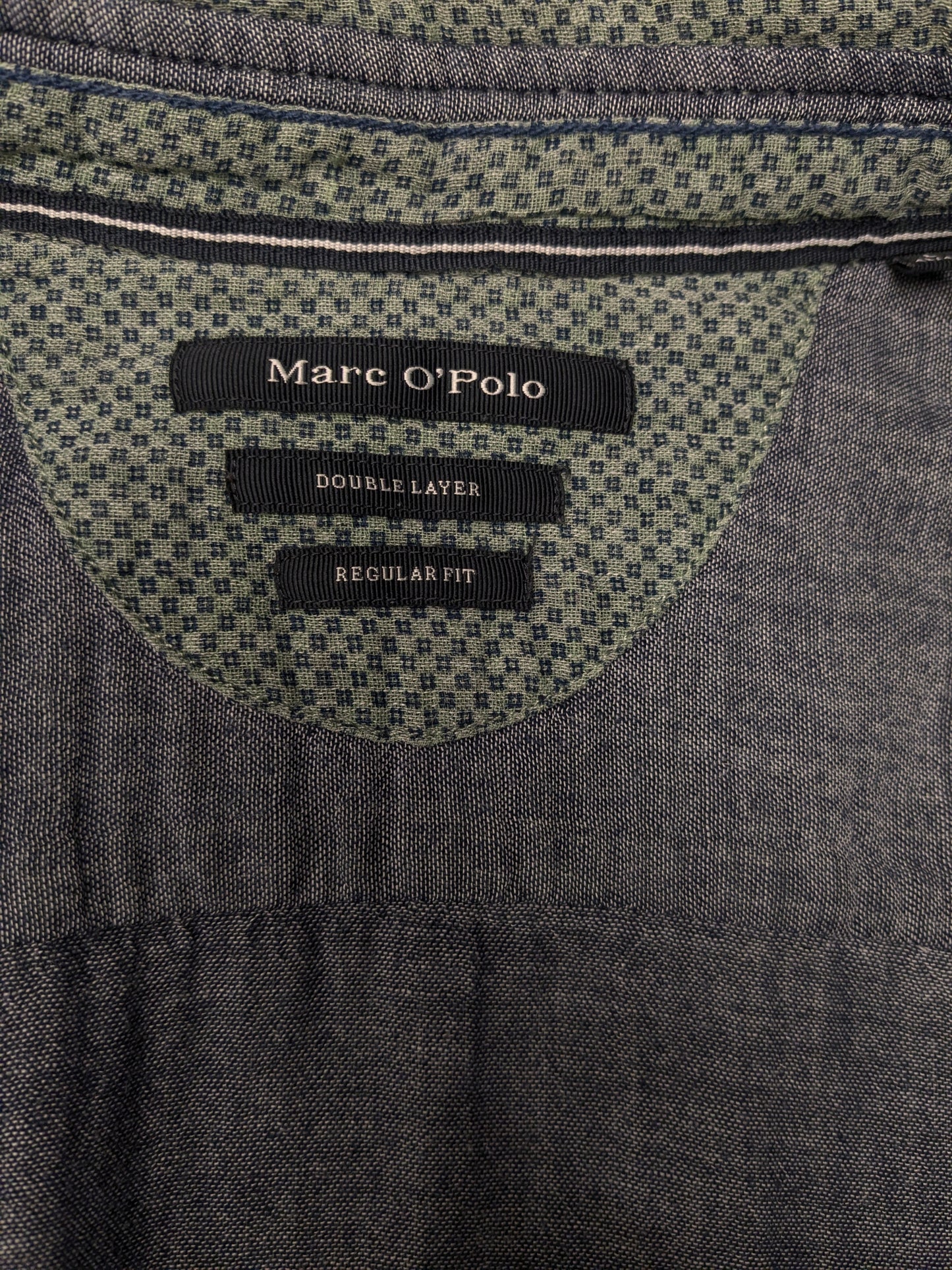 Marc O'Polo shirt. Green blue print. Size L. Regular Fit.