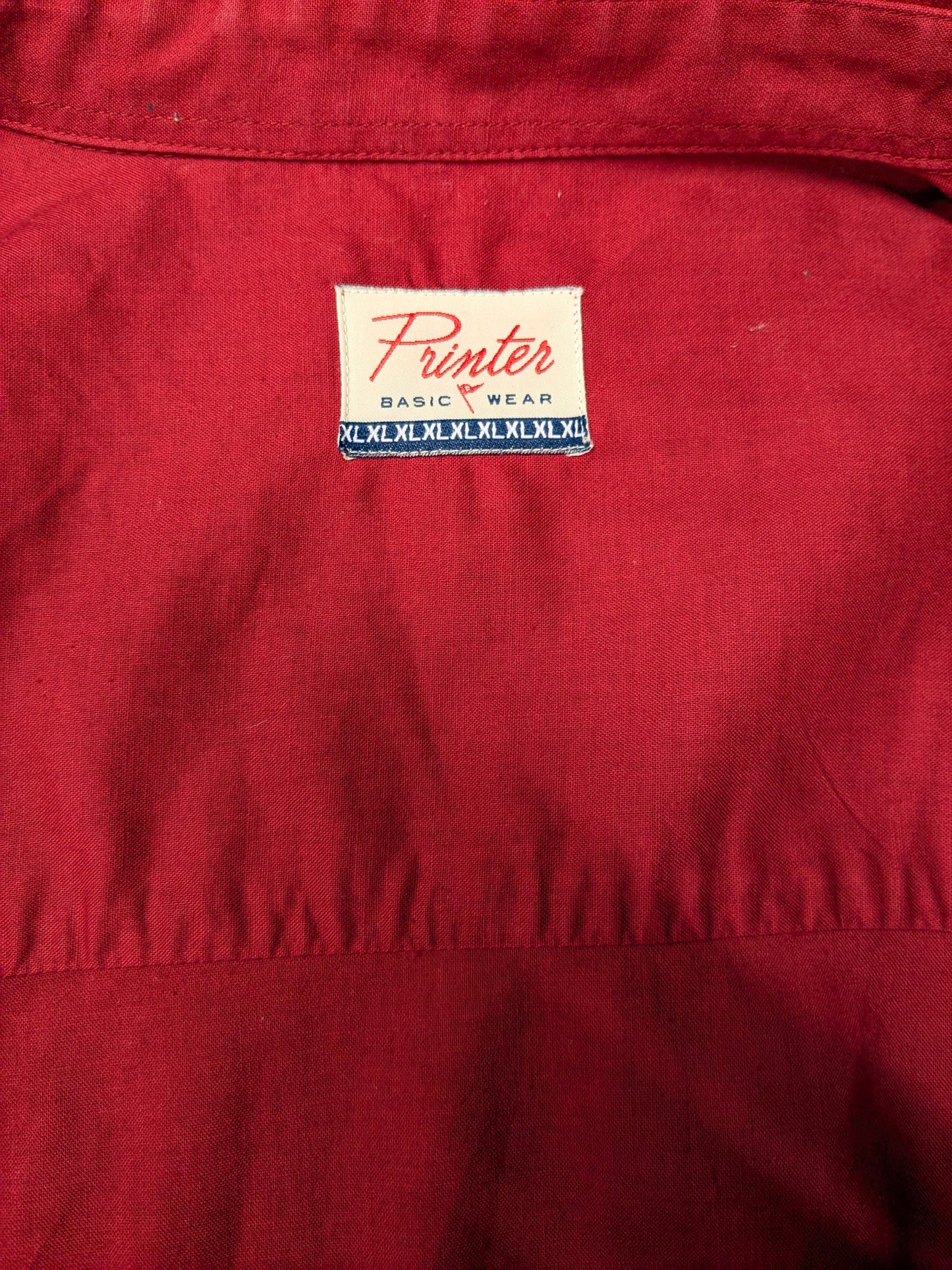 Vintage Printer overhemd. Donker Roze gekleurd. Maat 2XL / XXL.