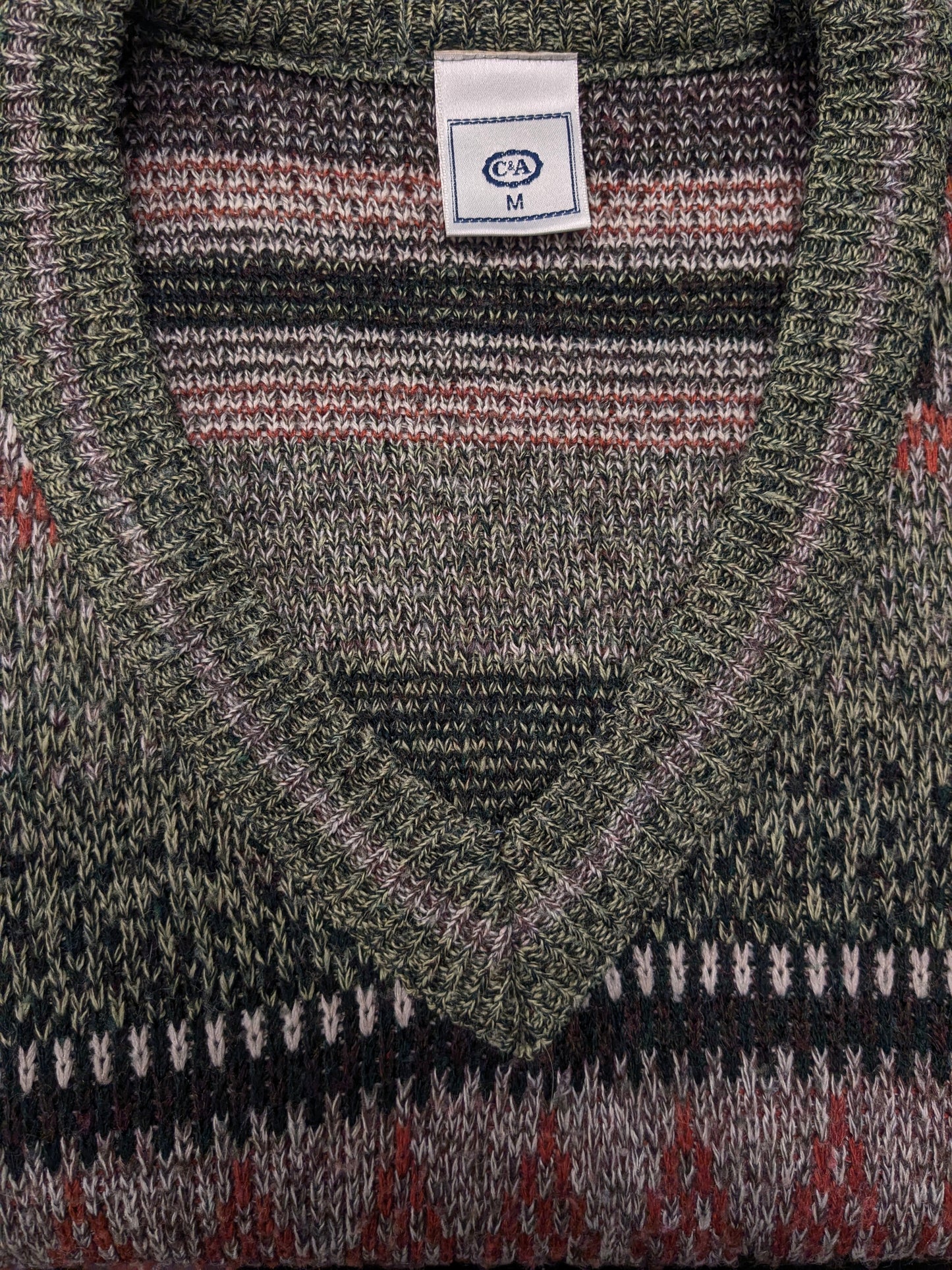 Maglione vintage di C&A. Colore Verde Arancione Marrone. Taglia L.
