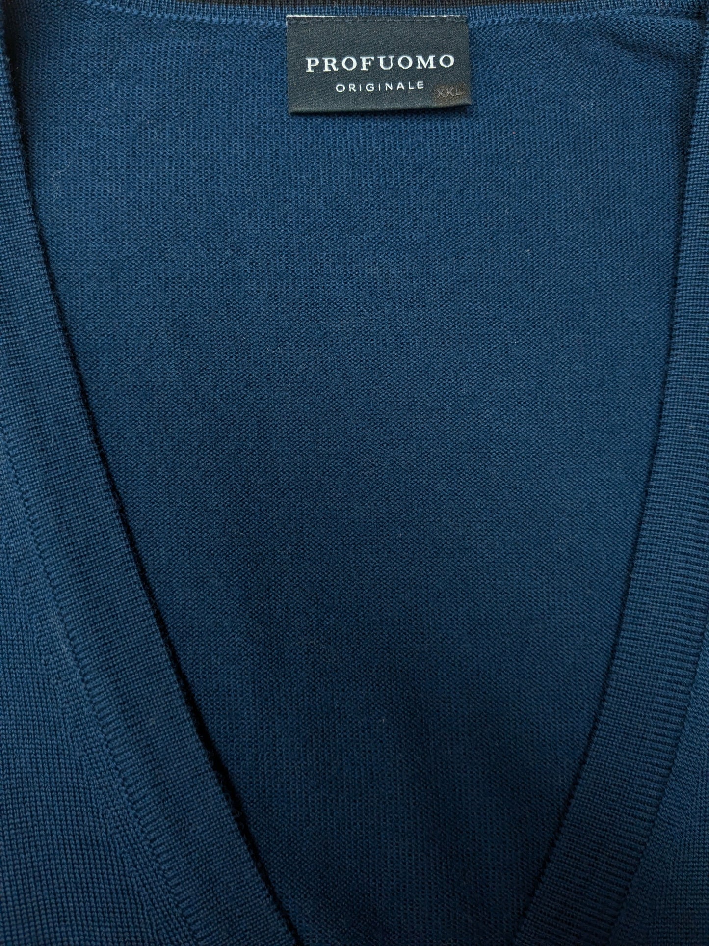 Profuomo 100% Merino Wollen vest. Donker Blauw gekleurd. Maat XL.