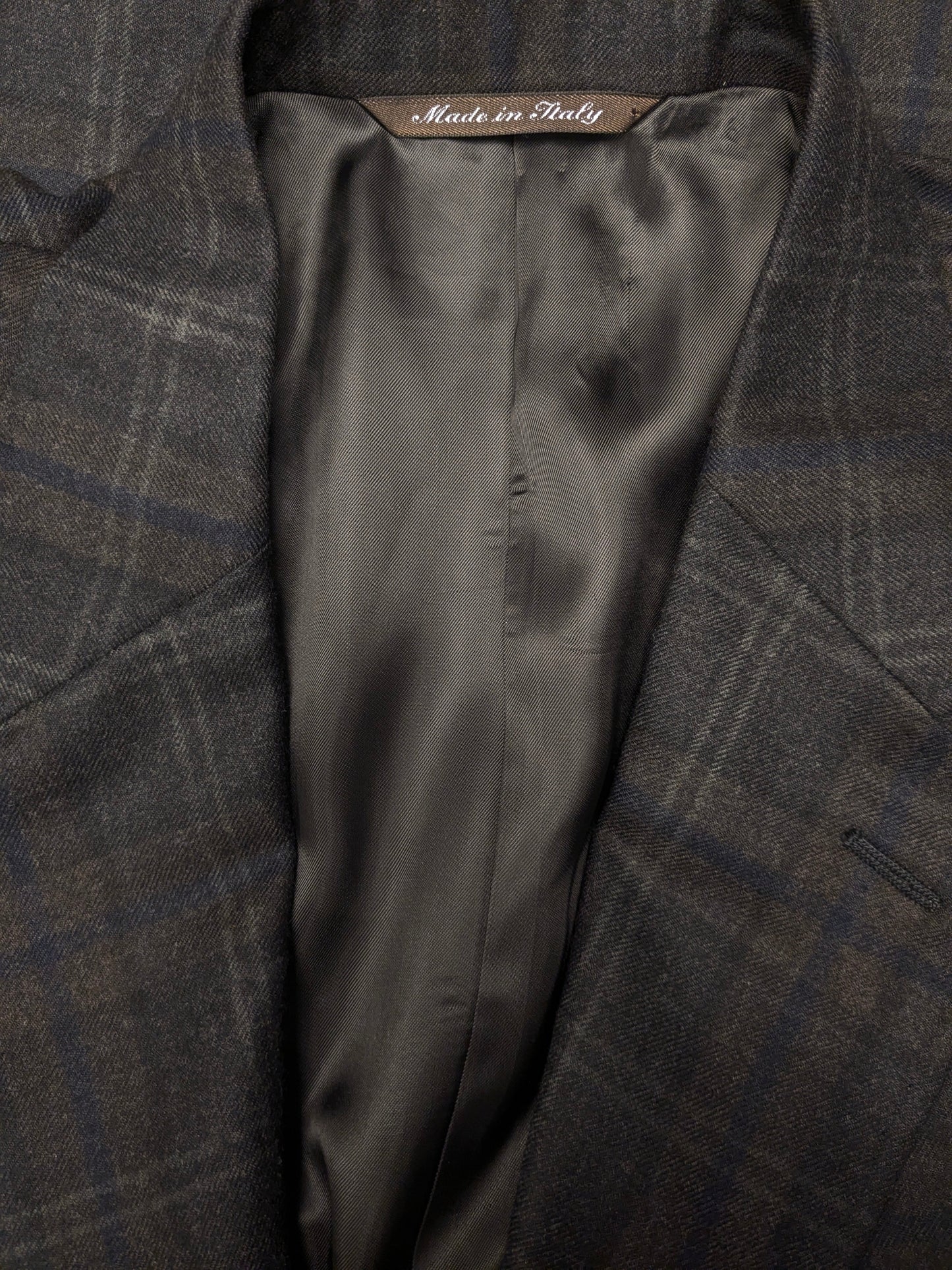 Canali Wollen colbert. Bruin Grijs Donker Blauw geruit. Maat 54 / L.