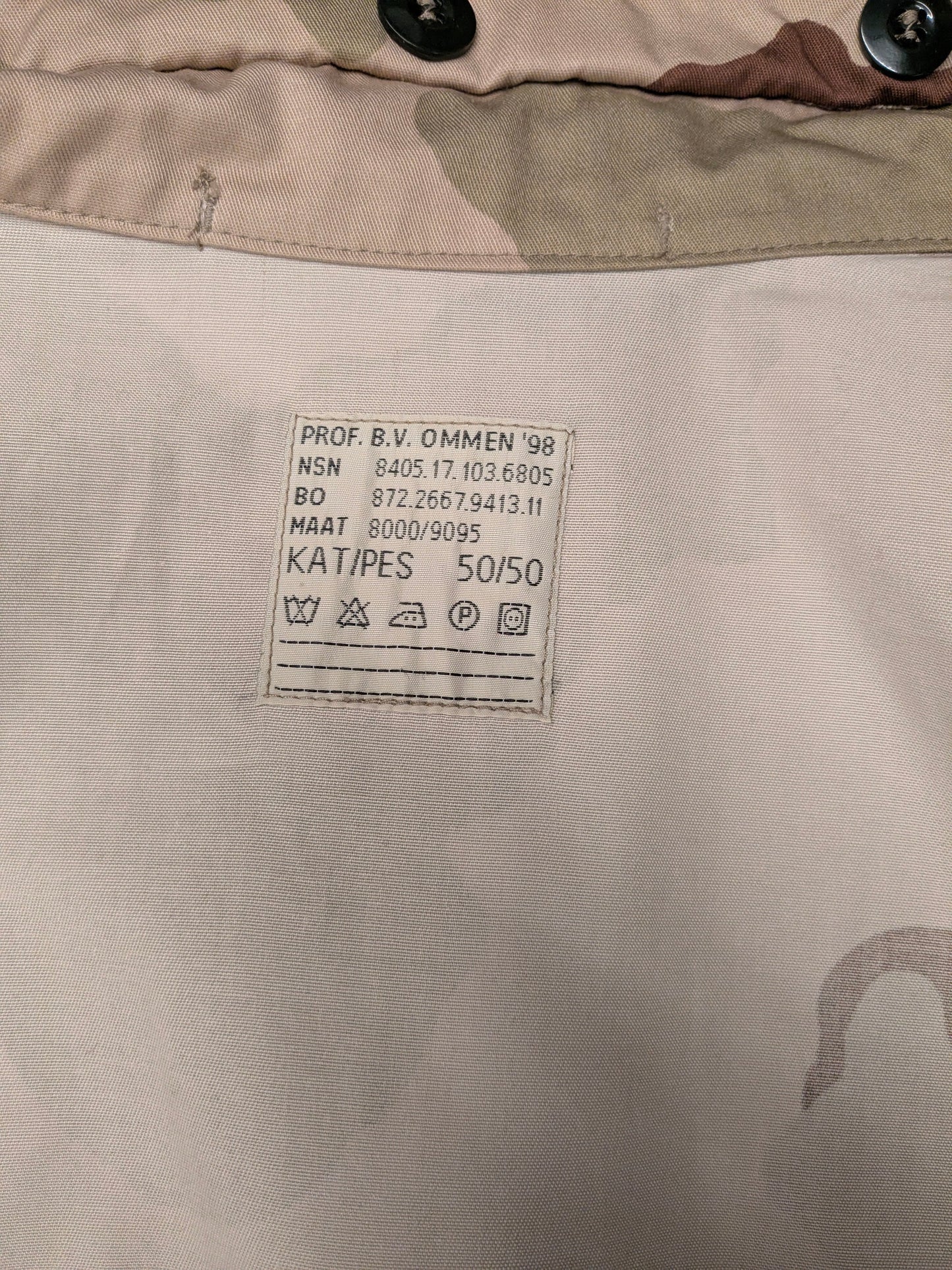 Leger / Army '98 jas / jack. Bruin Groene camouflage print. Maat L. zomer variant. geen voering.