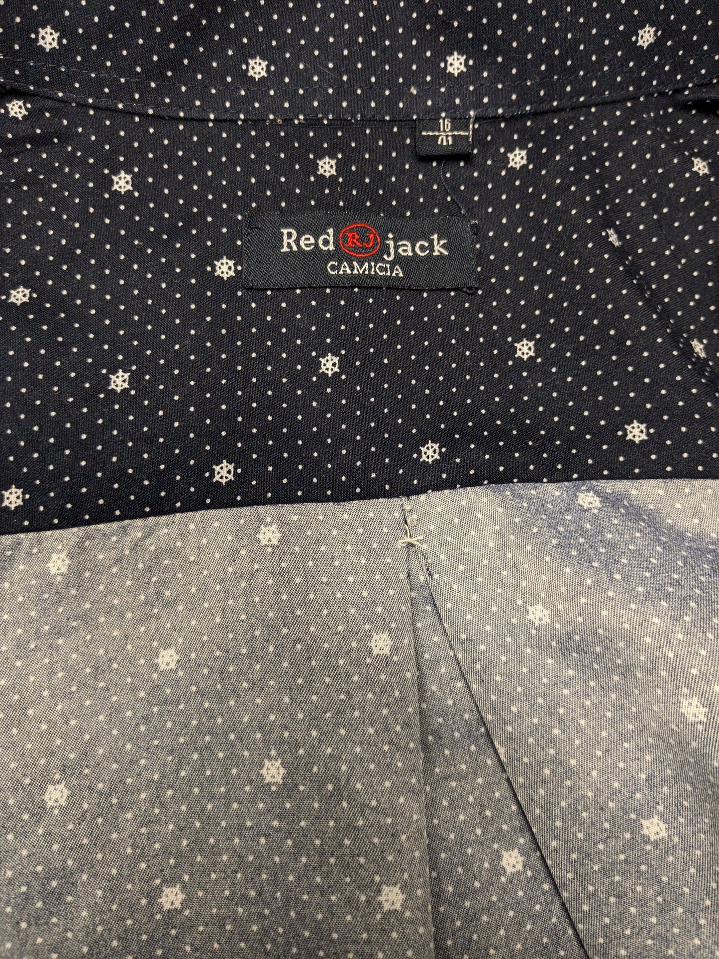 Red Jack overhemd. Donker Blauw Witte anker print. Maat L.