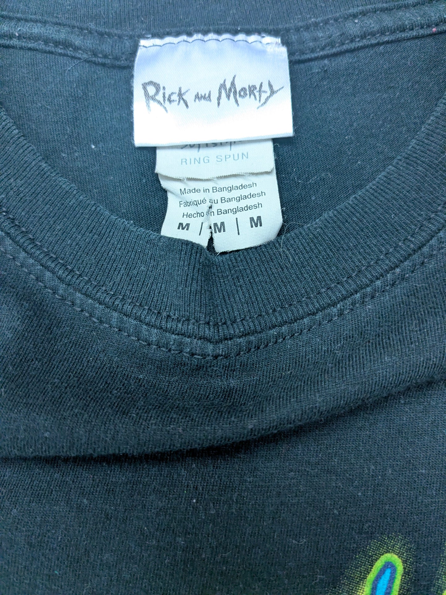 Rick and Morty shirt. Zwart met opdruk. Maat M.