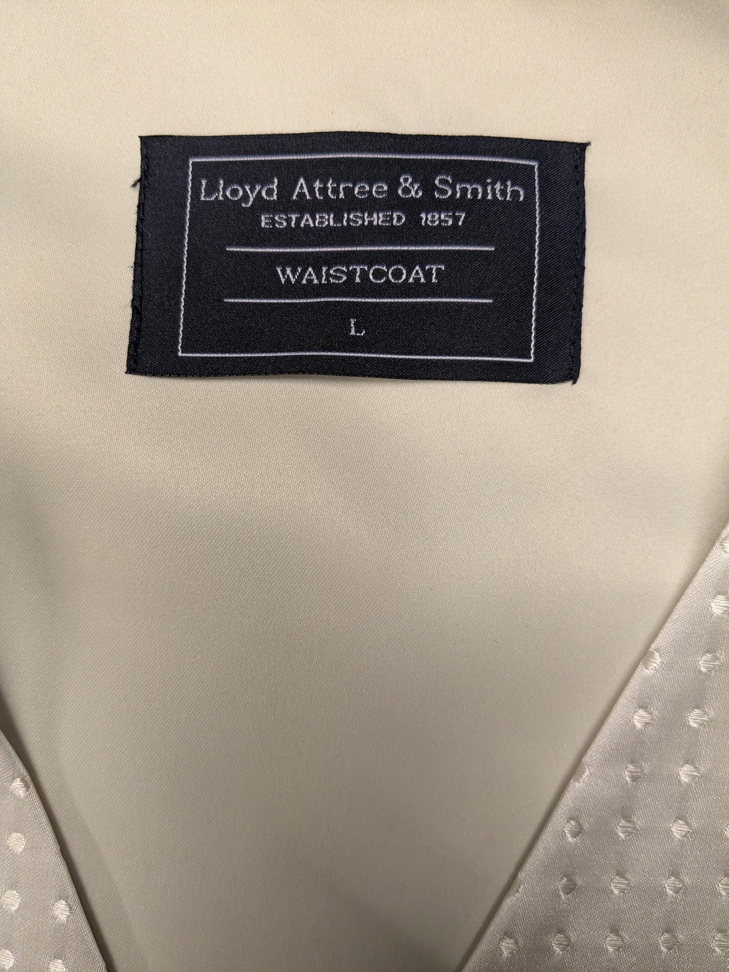 Lloyd Attree & Smith gilet. Beige glanzende stippen. Maat L.