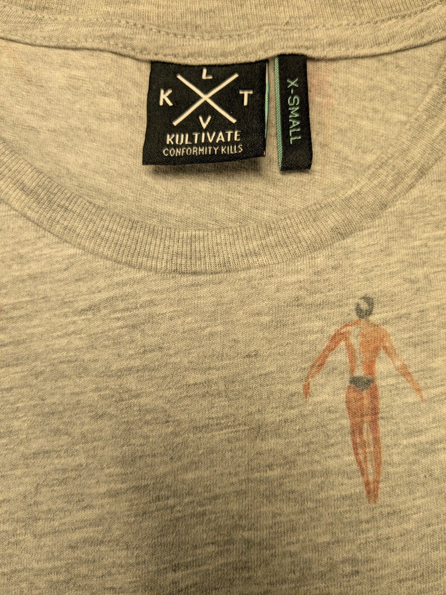 Kultivate shirt. Grijs gemêleerd met duikers print. Maat XL.