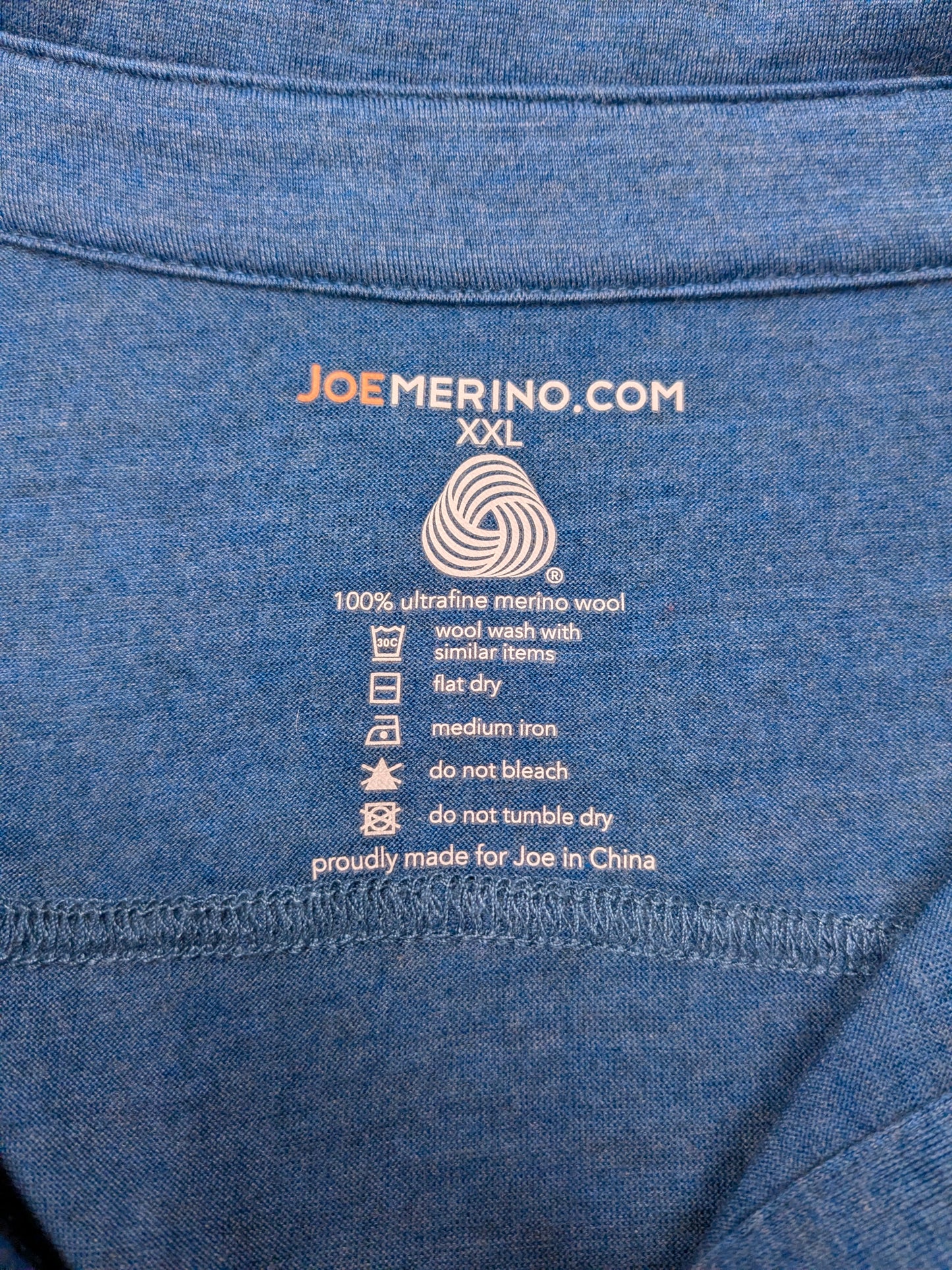 Camicia Joe Merino in lana merino a manica corta. Blu misto. Taglia L (2XL).