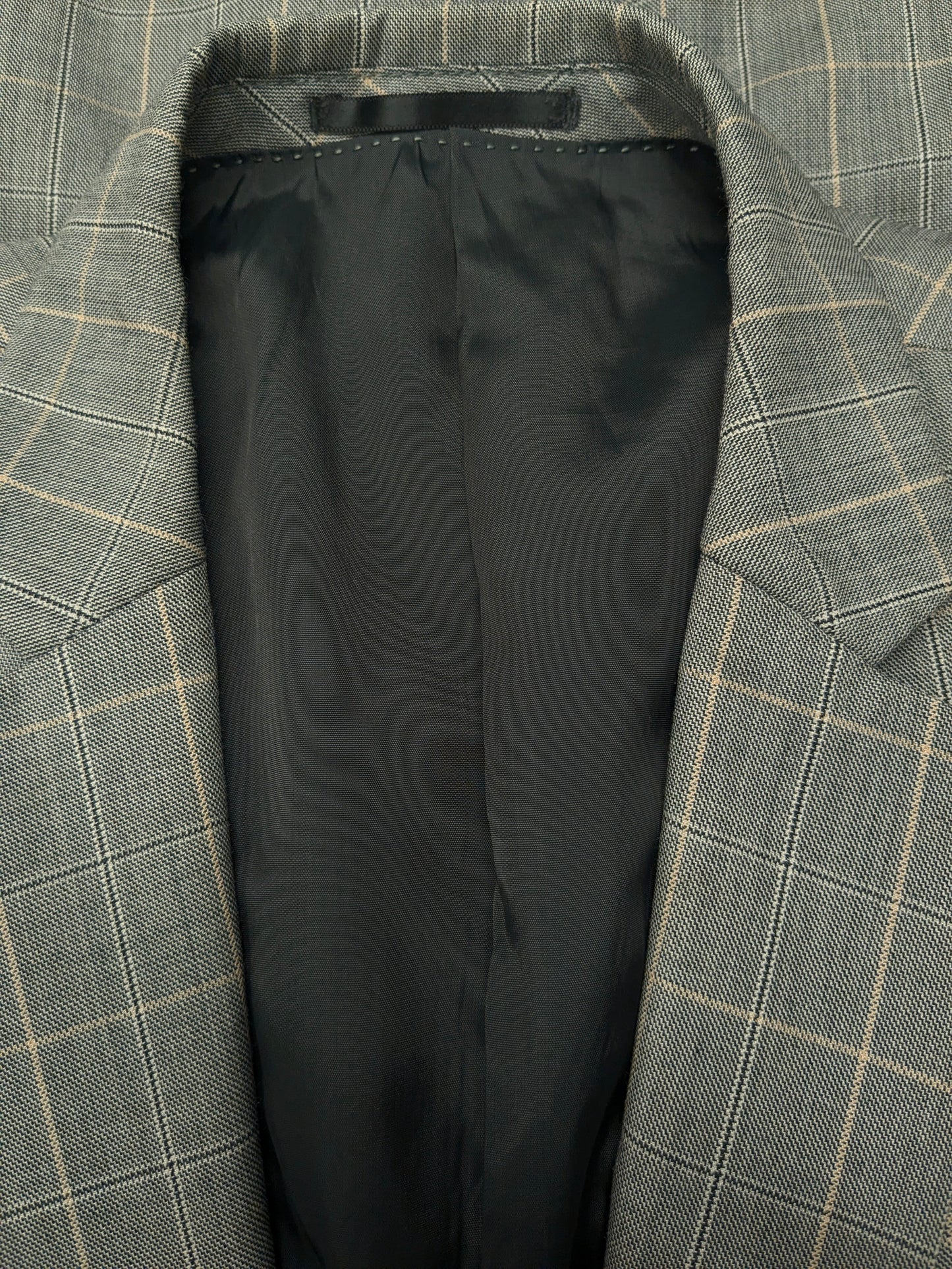 WE Fashion Wollen colbert. Grijs Zwart Beige geruit. Maat 48 /M. slim fit.