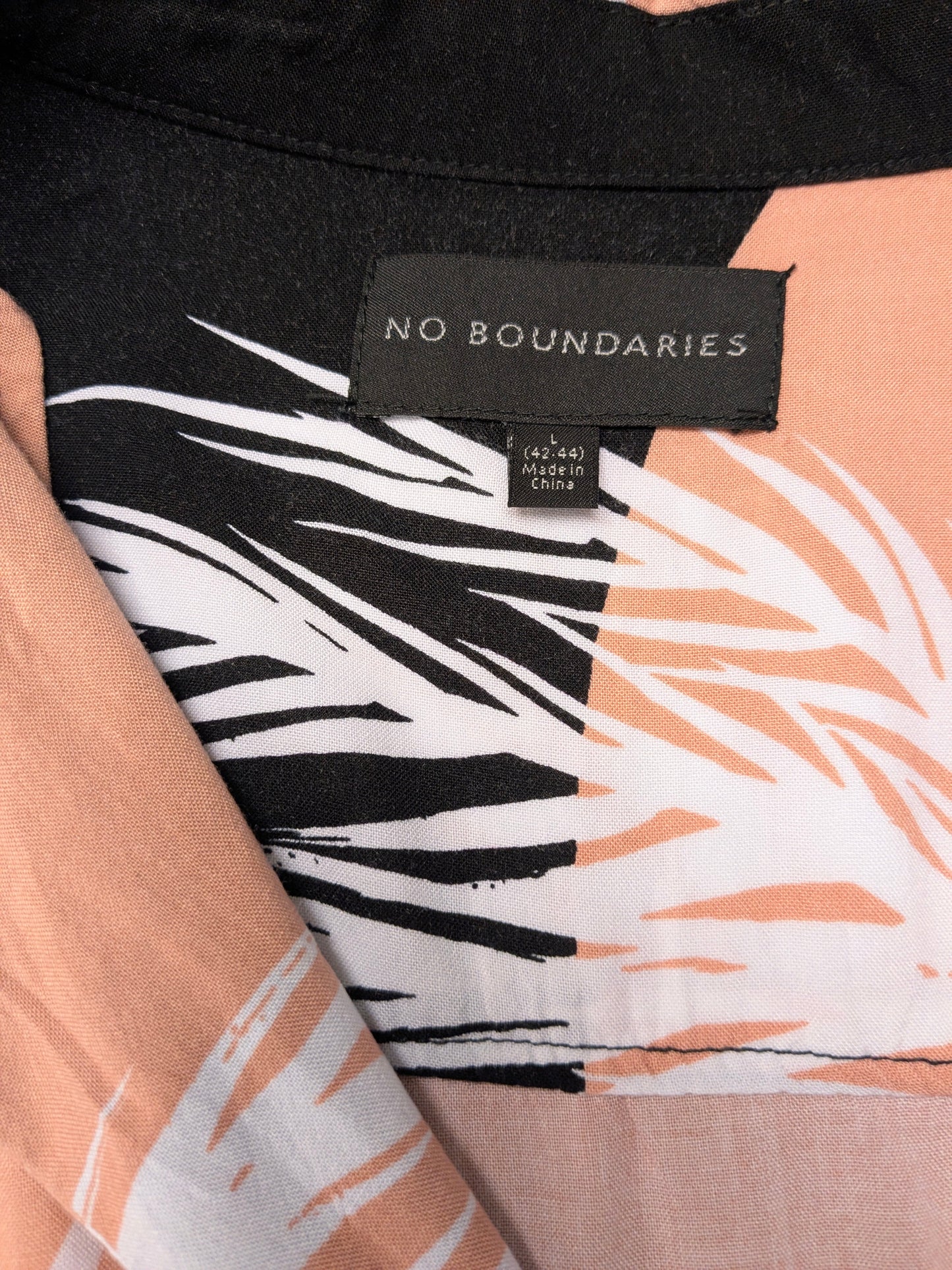 No Boundries Hawaii overhemd korte mouw. Zwart Wit Roze print. Maat XL.