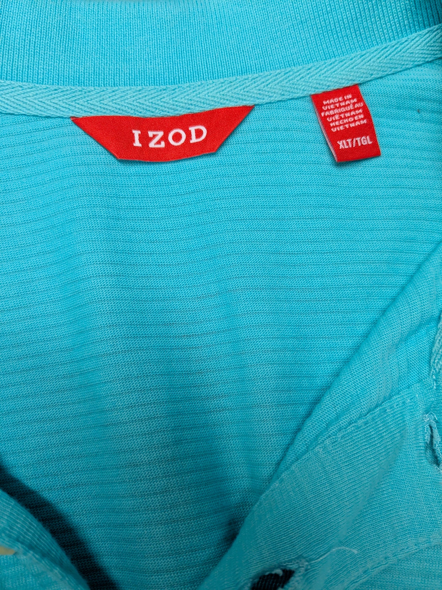 Izod polo. Blauw gestreept motief. Lang model! Maat XL.