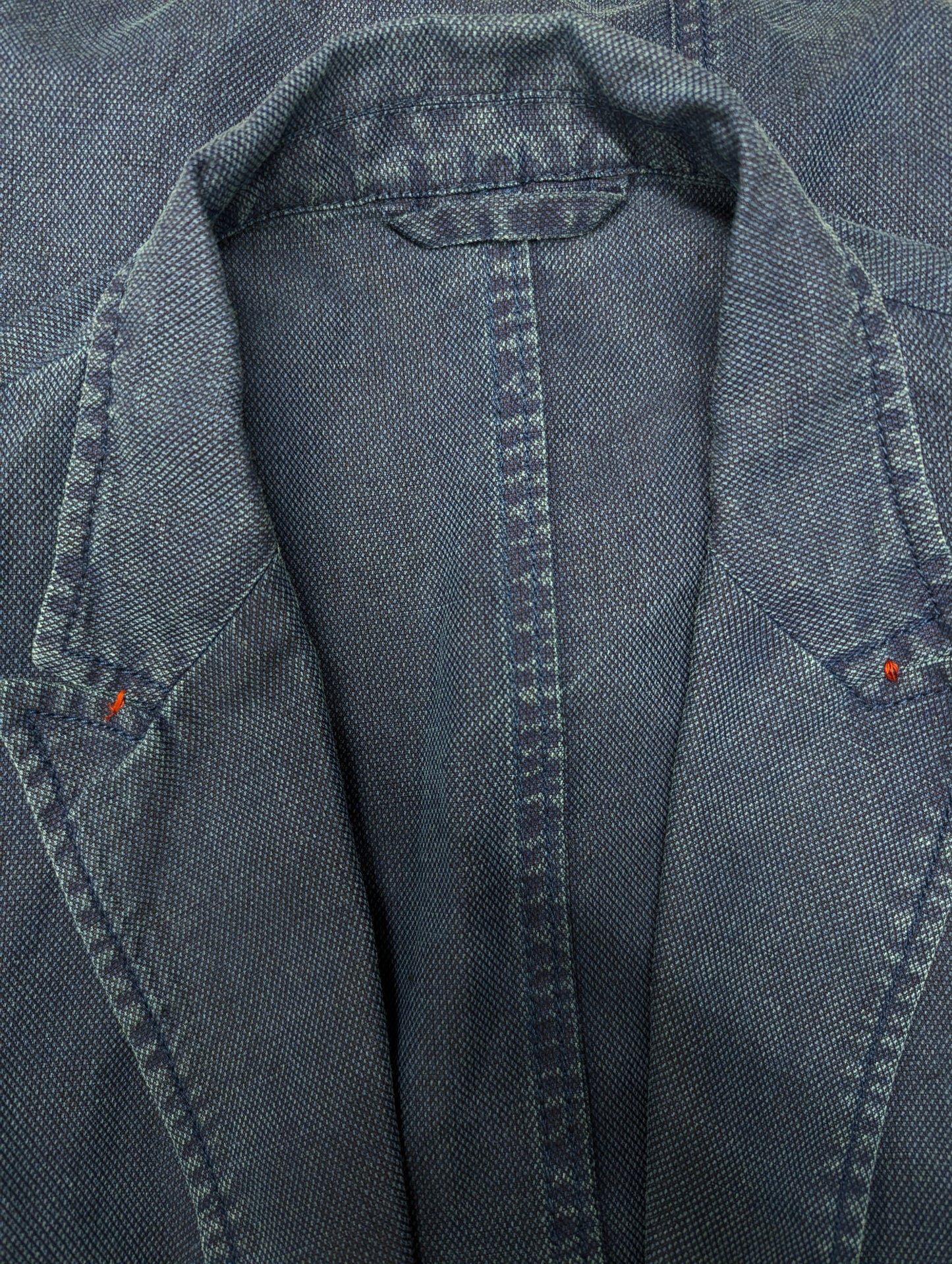 Massimo Dutti Katoen/Linnen zomer colbert. Blauw gemêleerd. Maat 56 / XL.