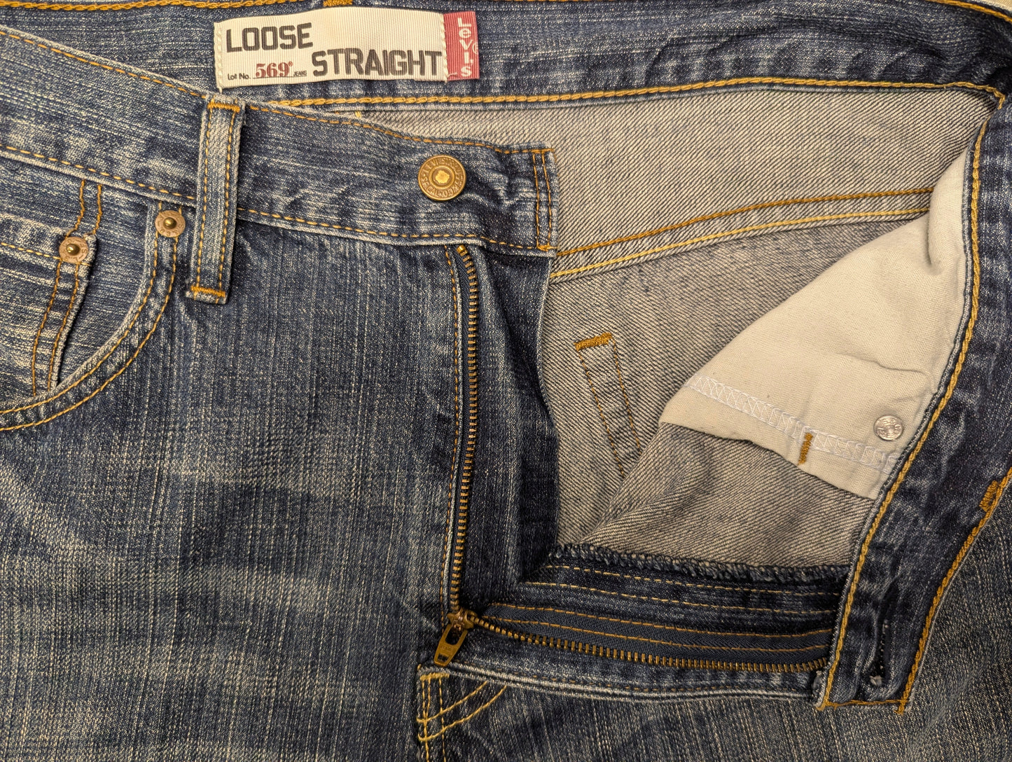 Levi's 569 jeans. Blauw gemêleerd. Loose straight. Maat W34 - L34.
