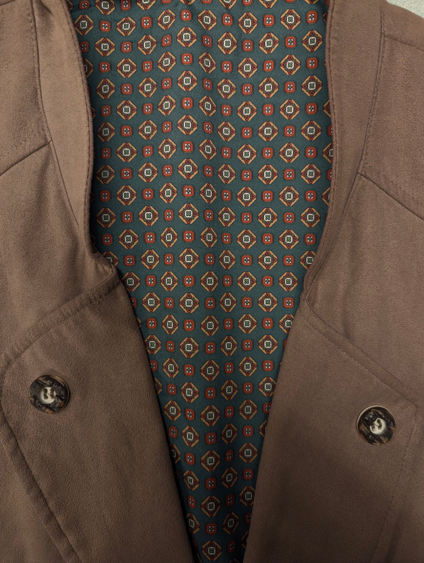 Vintage Alpin-look gilet met binnenzak – bruin suèdelook – maat 2XL