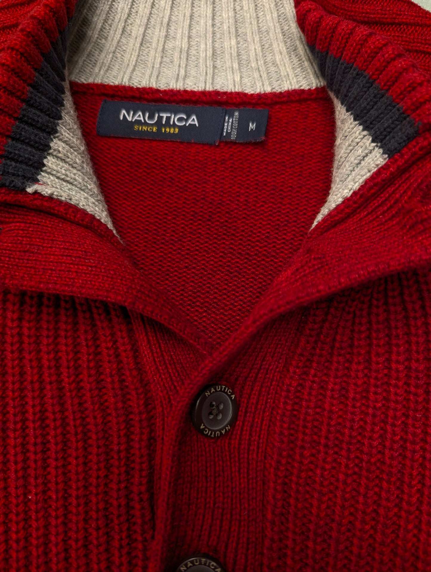 Nautica trui met knopen – rood gemêleerd – maat M