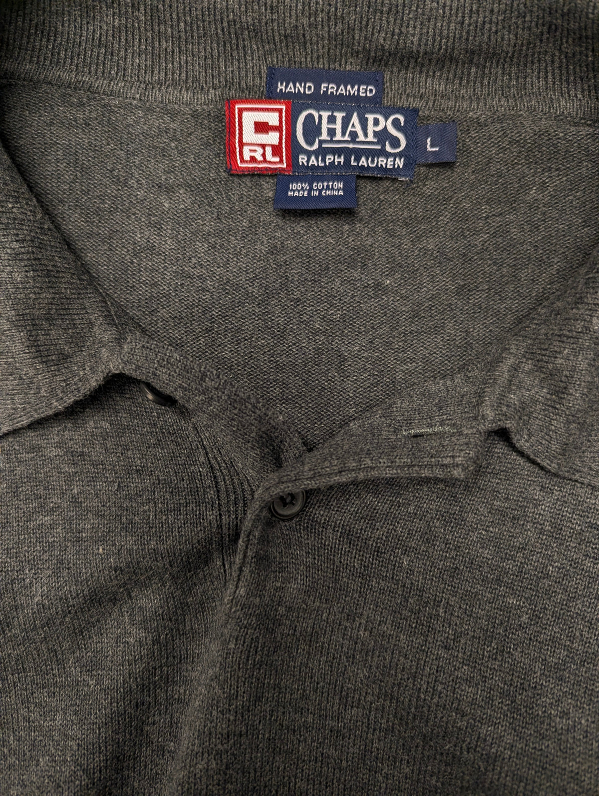 Chaps Ralph Lauren polo trui. Grijs gemêleerd. Maat L.