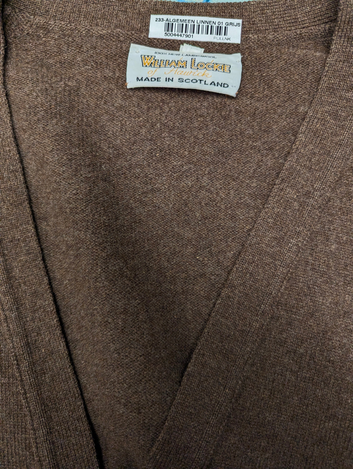 Vintage William Locke Wollen vest met knopen. Bruin gemêleerd. Maat XL.